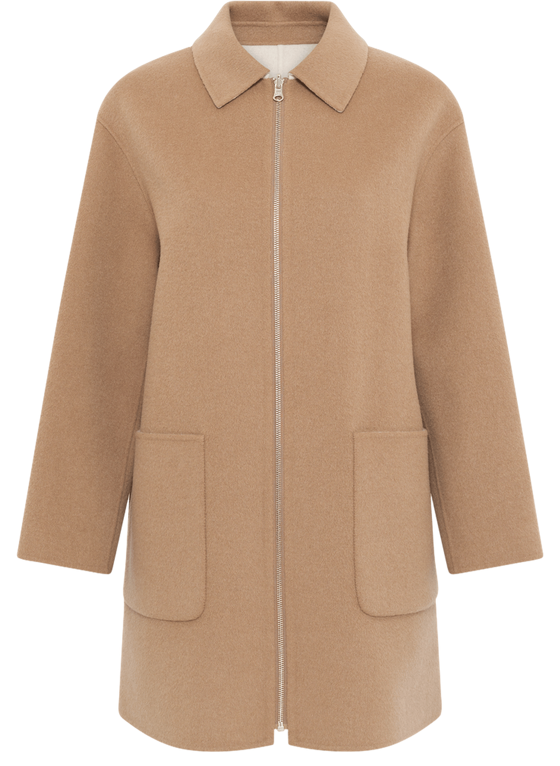Manteau réversible en laine fine à col - prisca Beige