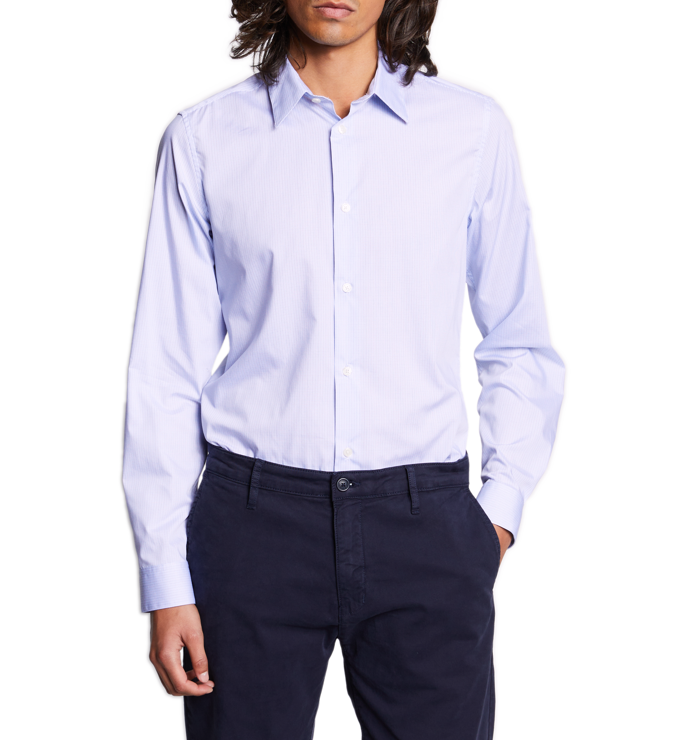 Chemise slim en coton AU PRINTEMPS PARIS Bleu