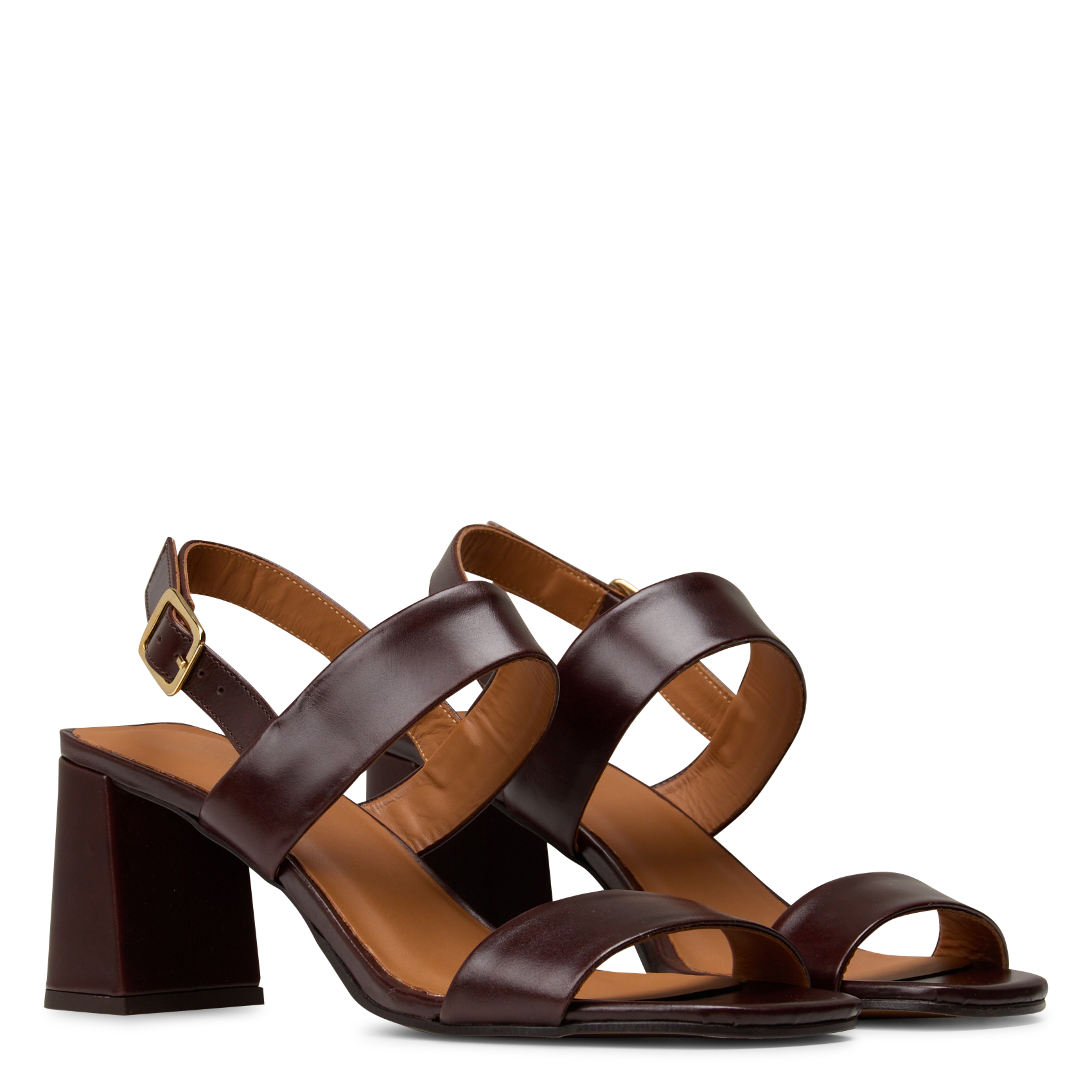 Sandales à talon en cuir n°624 RIVECOUR Marron