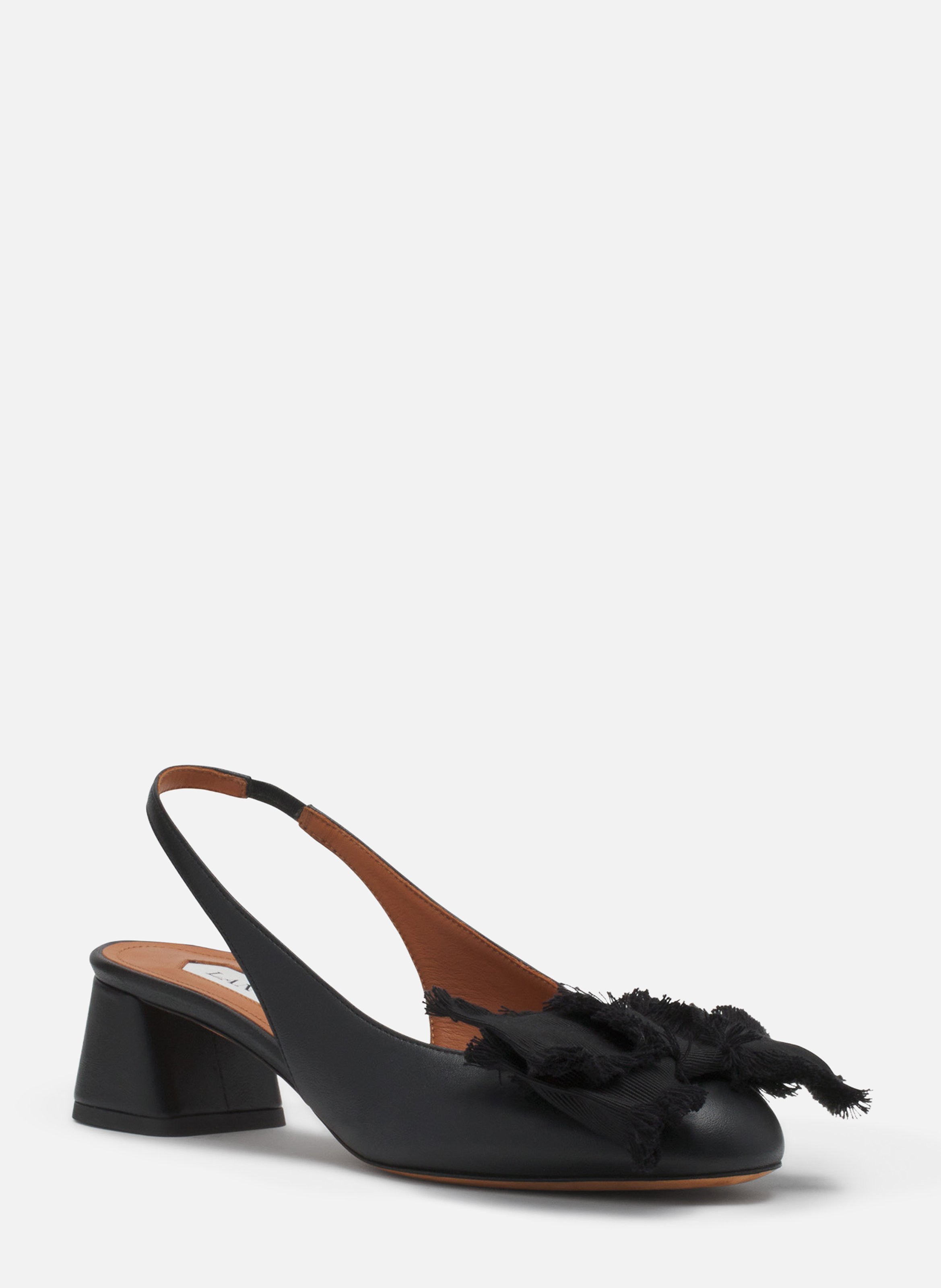 Slingback à talons ballerine en cuir LANVIN Noir