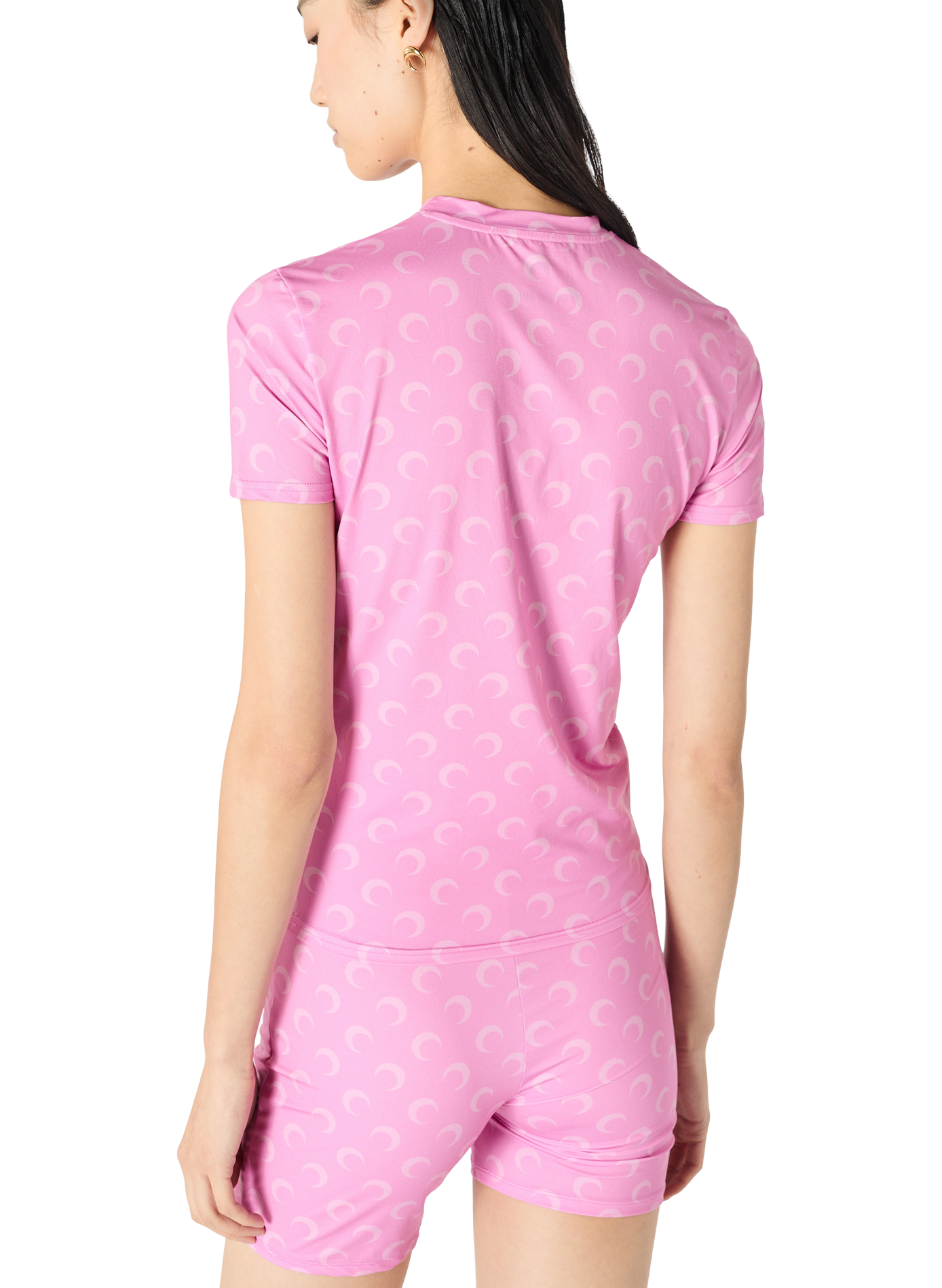Top en jersey imprimé moon à col rond et manches courtes unisexe MARINE SERRE Rose