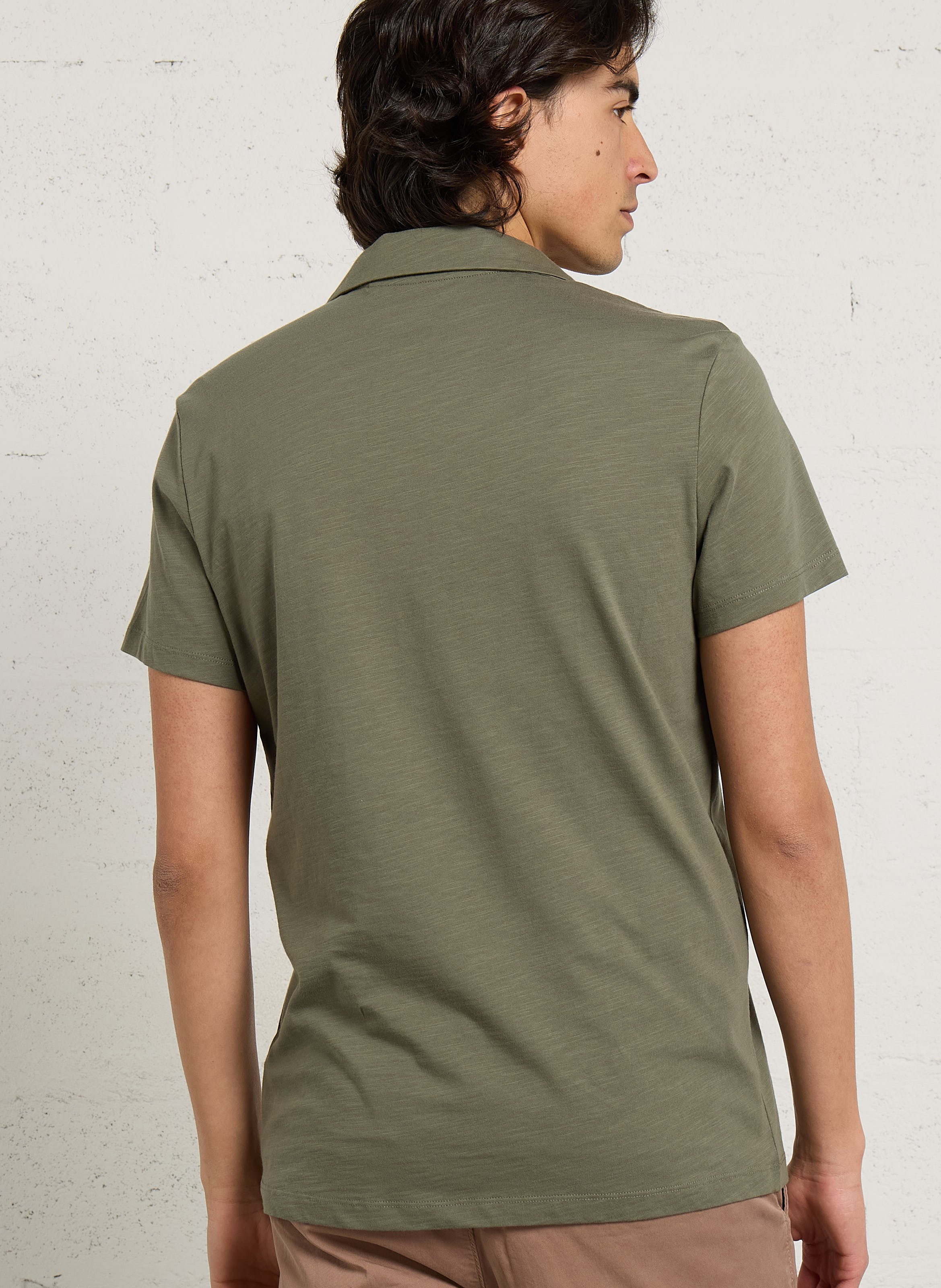 Polo manches courtes uni IKKS Kaki