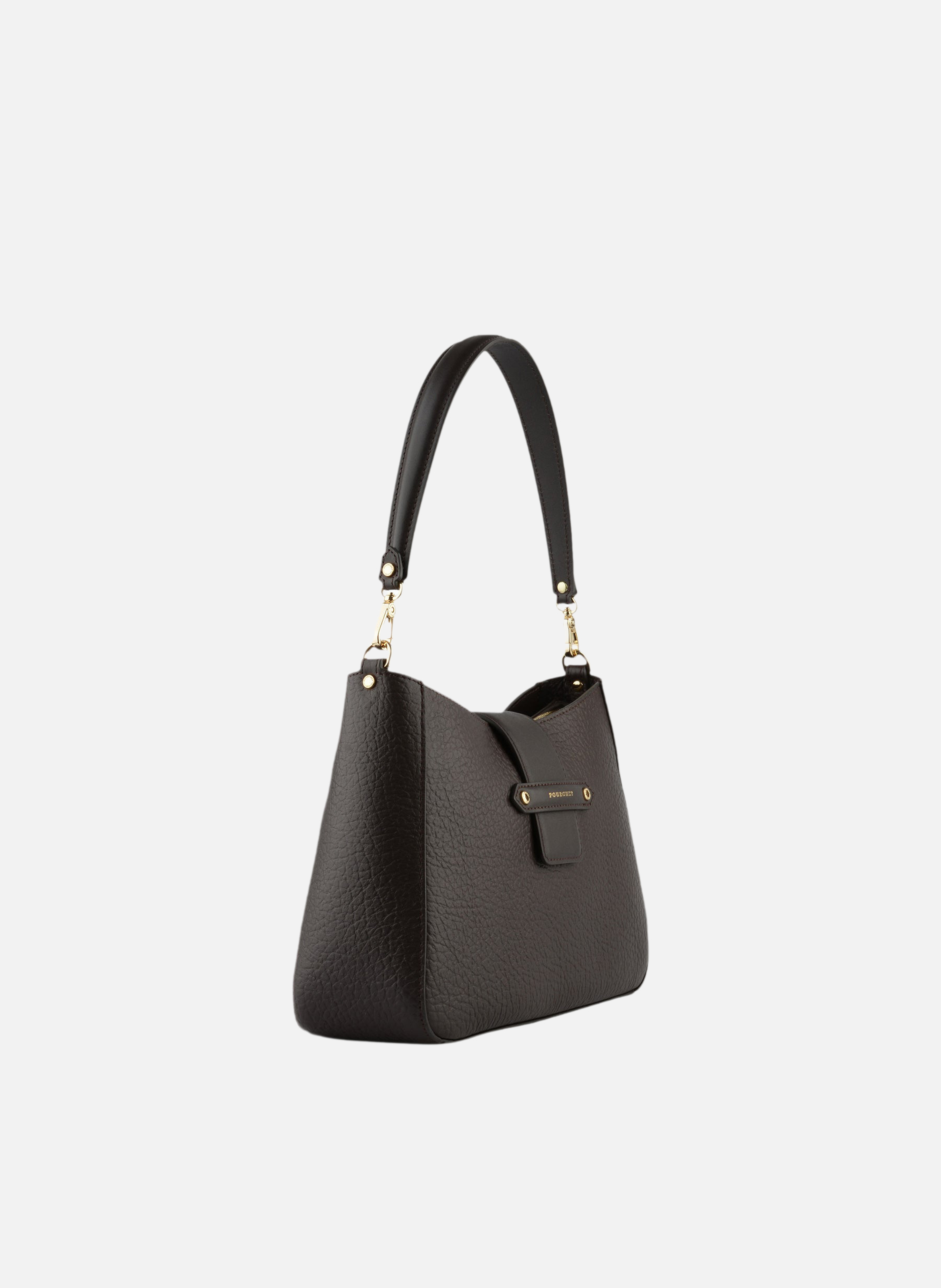 Fleuves | sac porté épaule gm en cuir de vachette | Marron POURCHET Femme