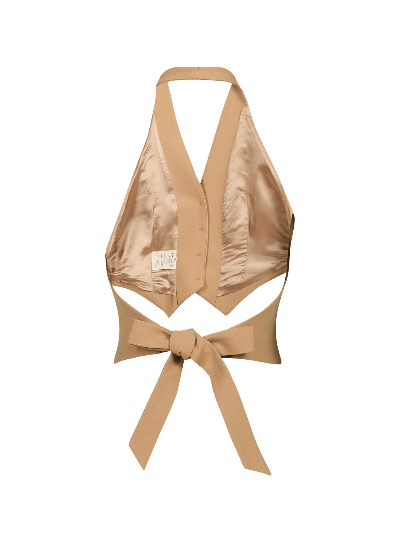 Top sin mangas con espalda descubierta para atar en lana mezclada A.W.A.K.E. MODE Beige