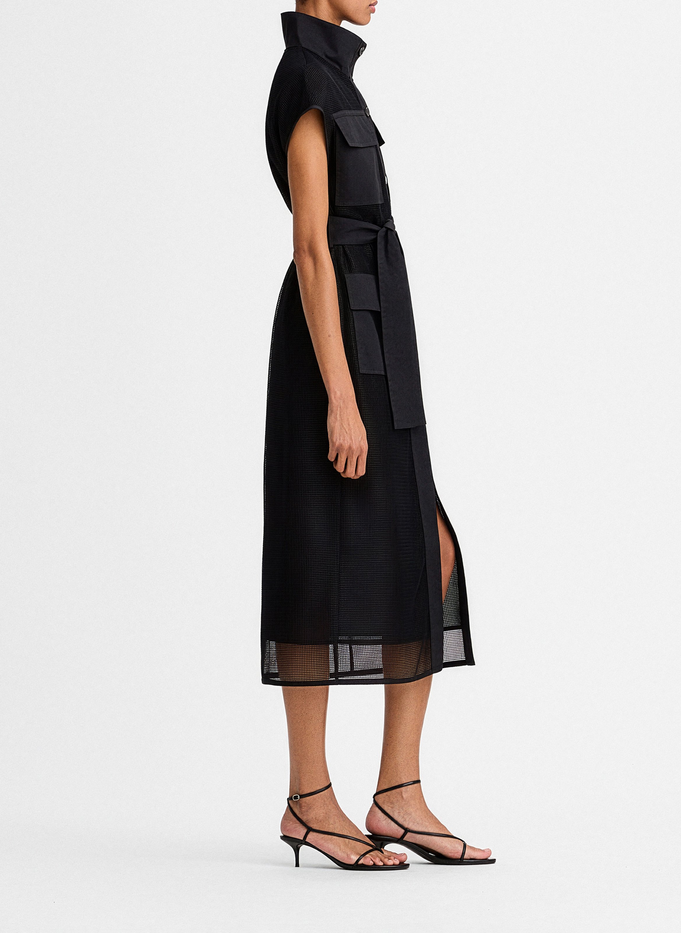 Robe midi droite ceinturée archy SIMORRA Noir