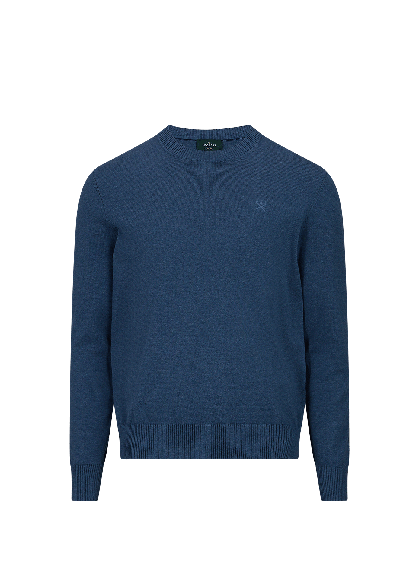 Straight round neck cotton sweater HACKETT Blue