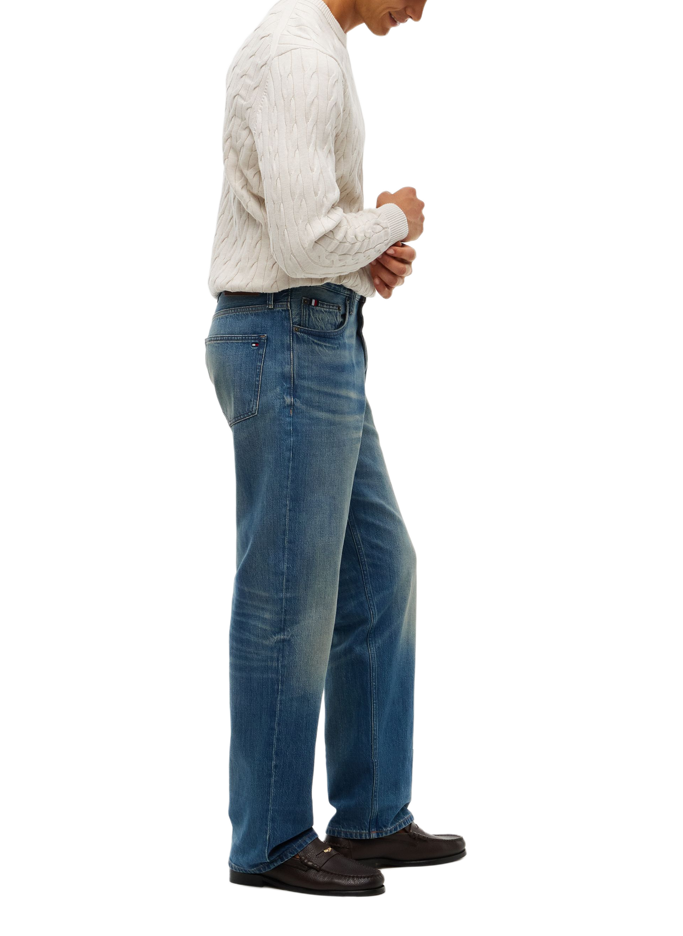 Gerade geschnittene blaue Jeans aus Baumwolle TOMMY HILFIGER Blau