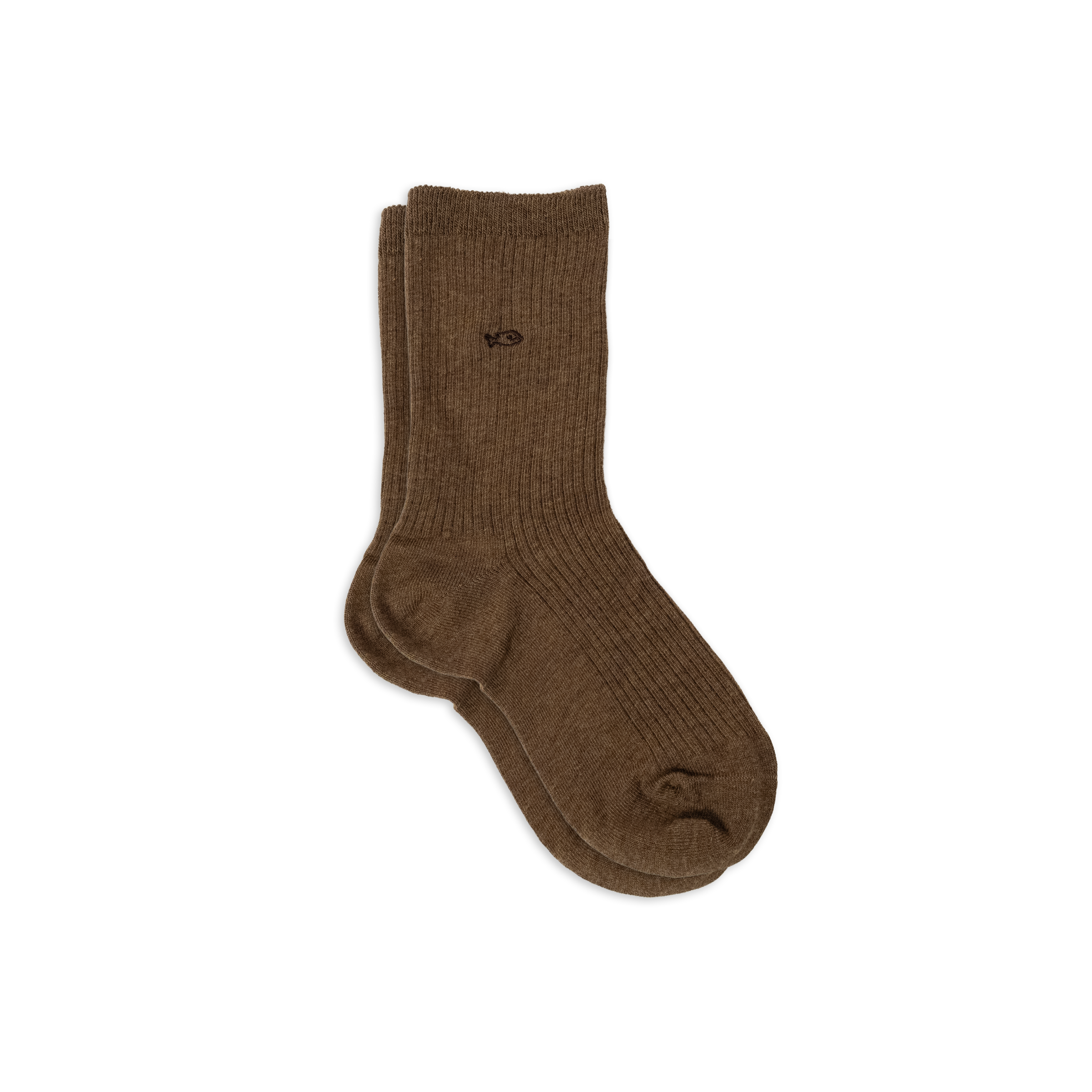 Chaussettes en coton peigné unies côtelées BILLYBELT Marron