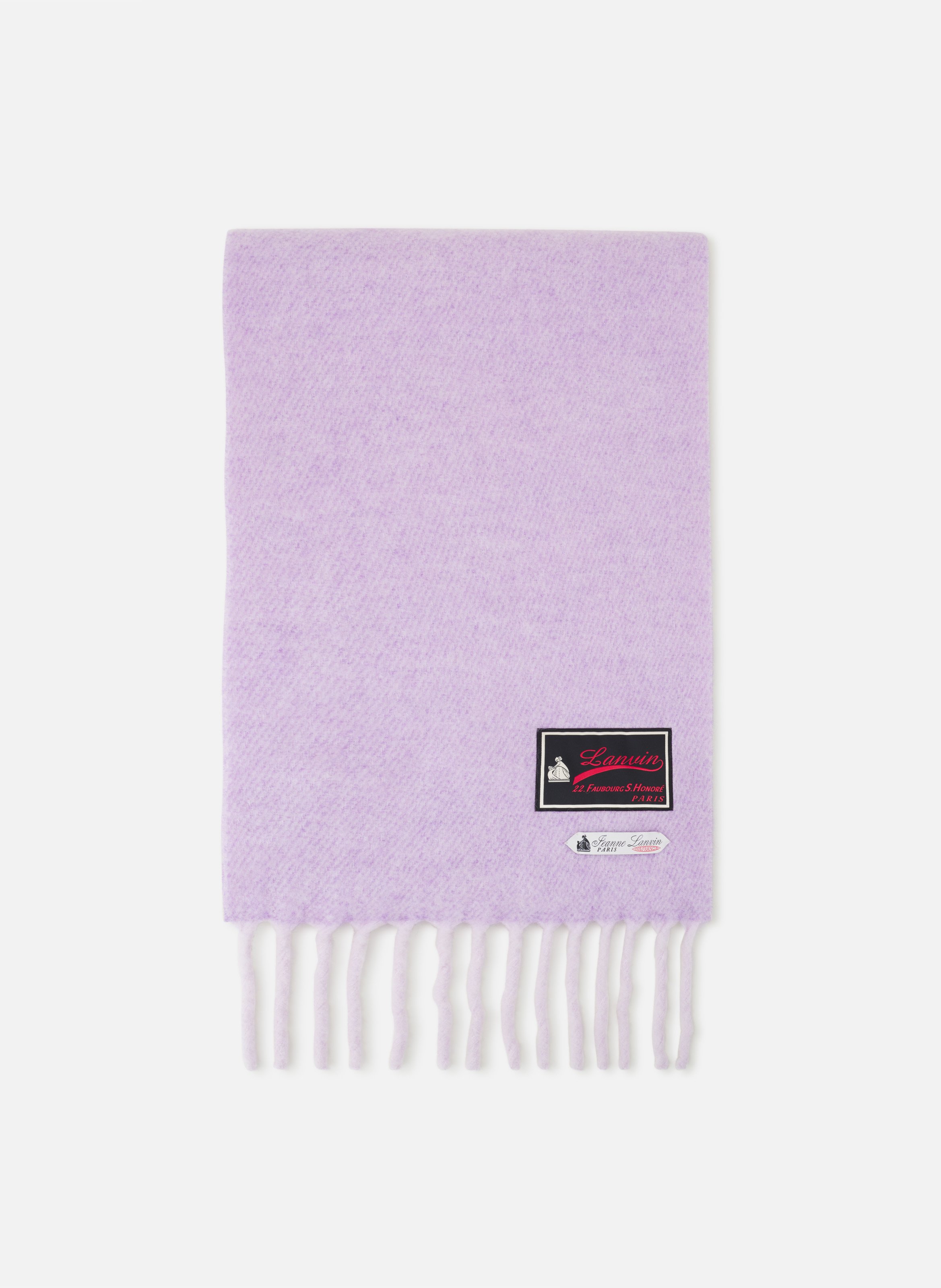 Écharpe à franges étiquette 22 faubourg en laine LANVIN Violet