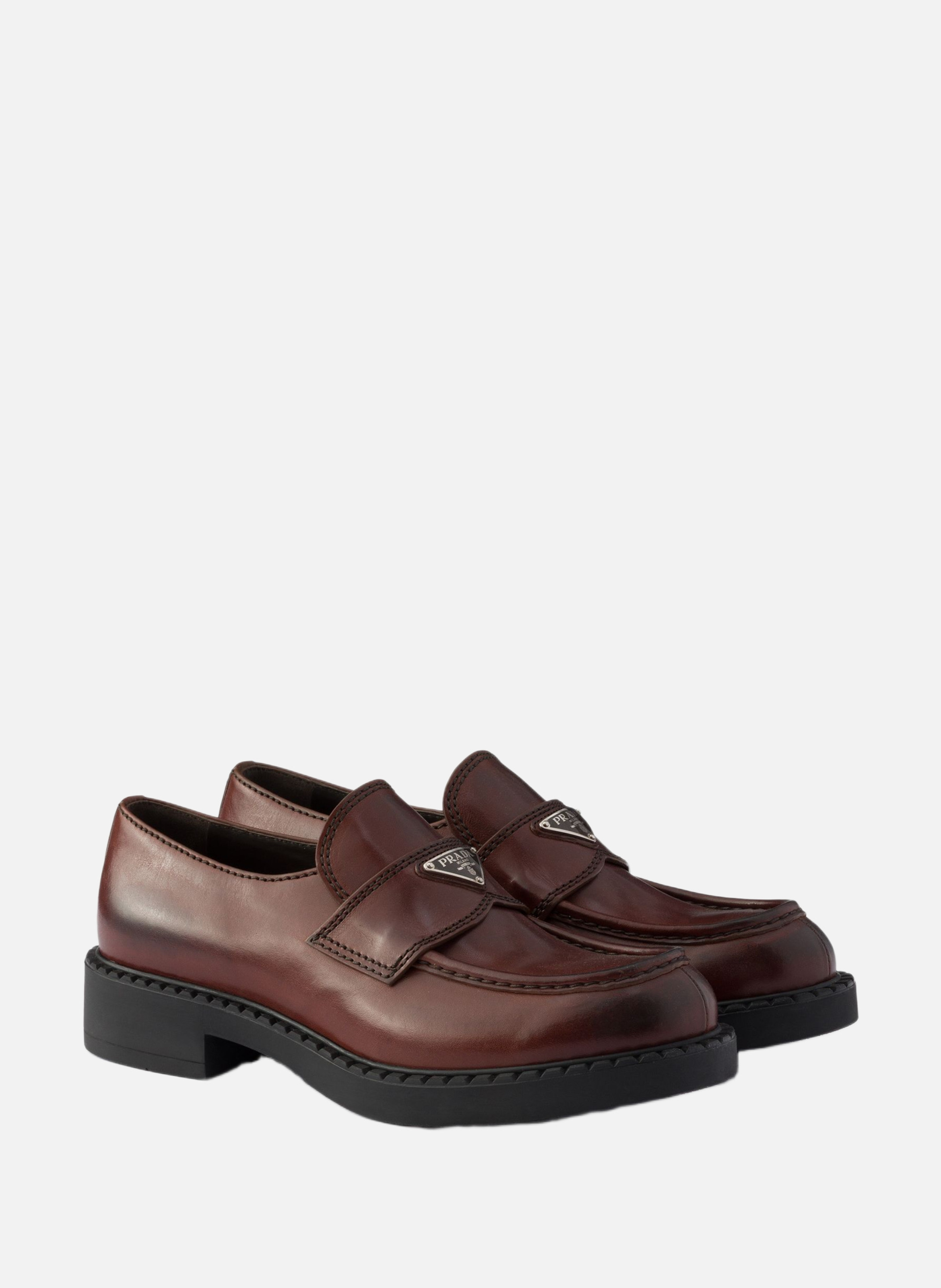 Mocassins en cuir vieilli PRADA Marron