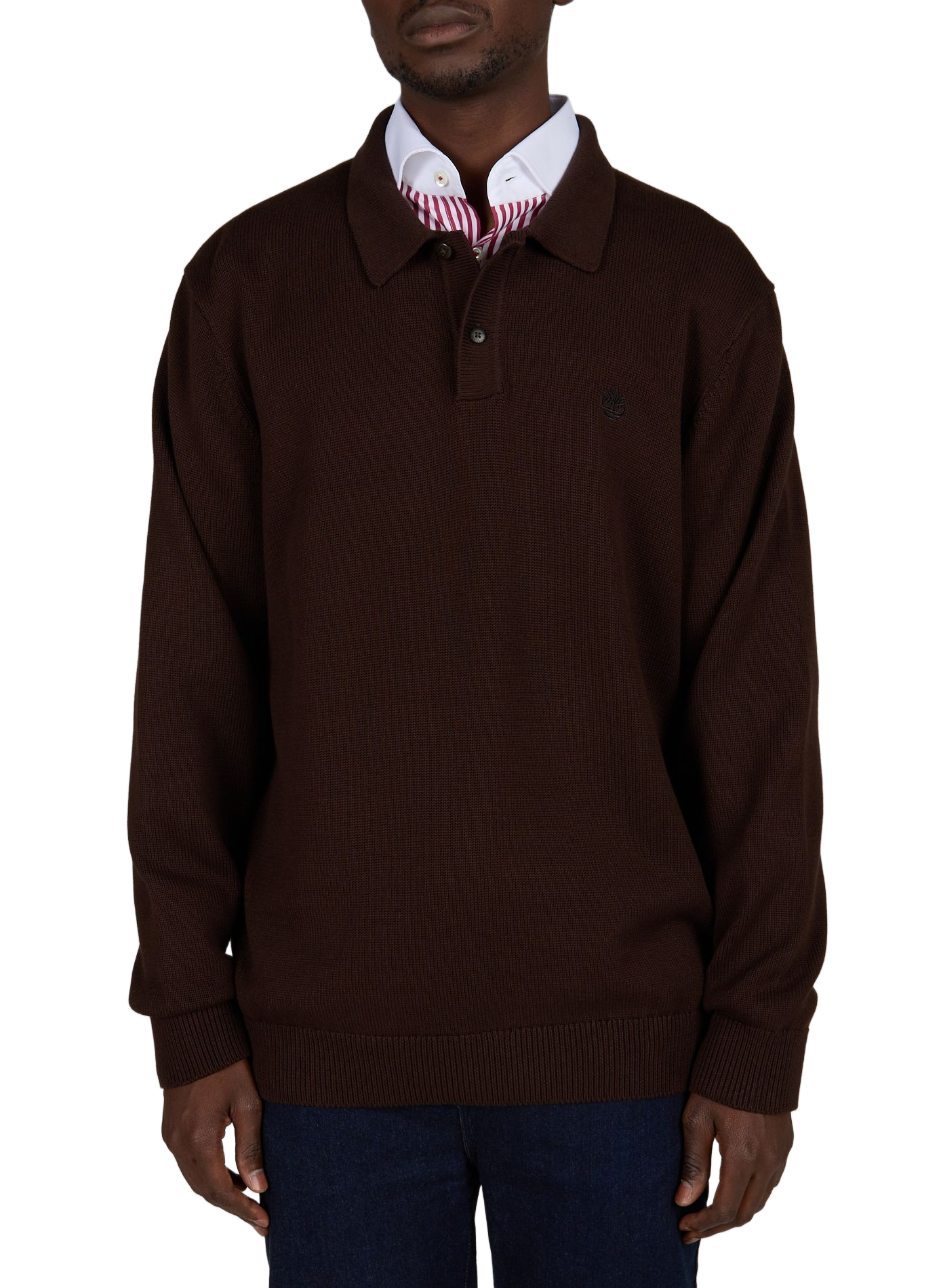 Cotton knit polo neck sweater TIMBERLAND Brown