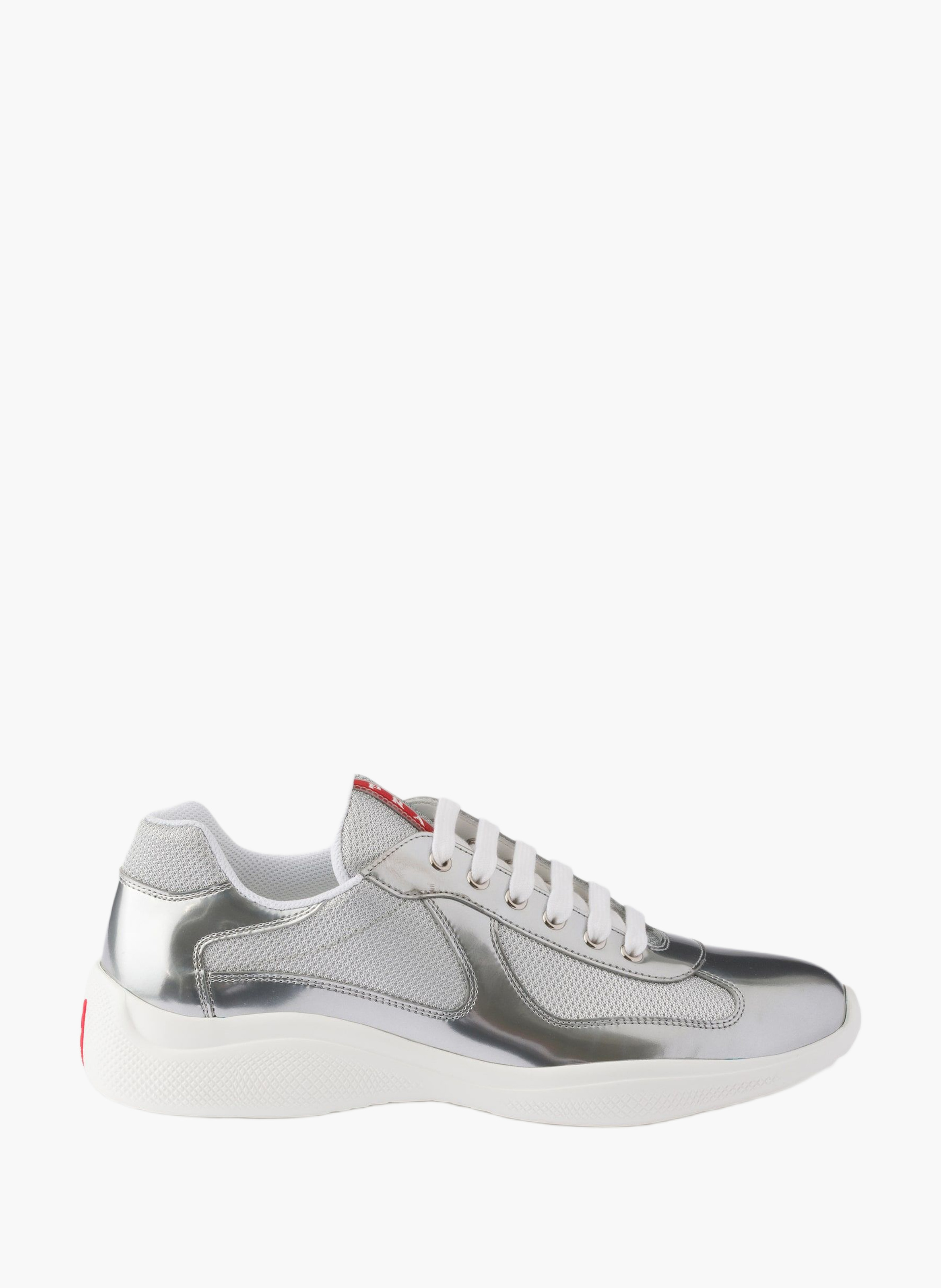 Baskets prada america’s cup en cuir métallisé et t PRADA Argent