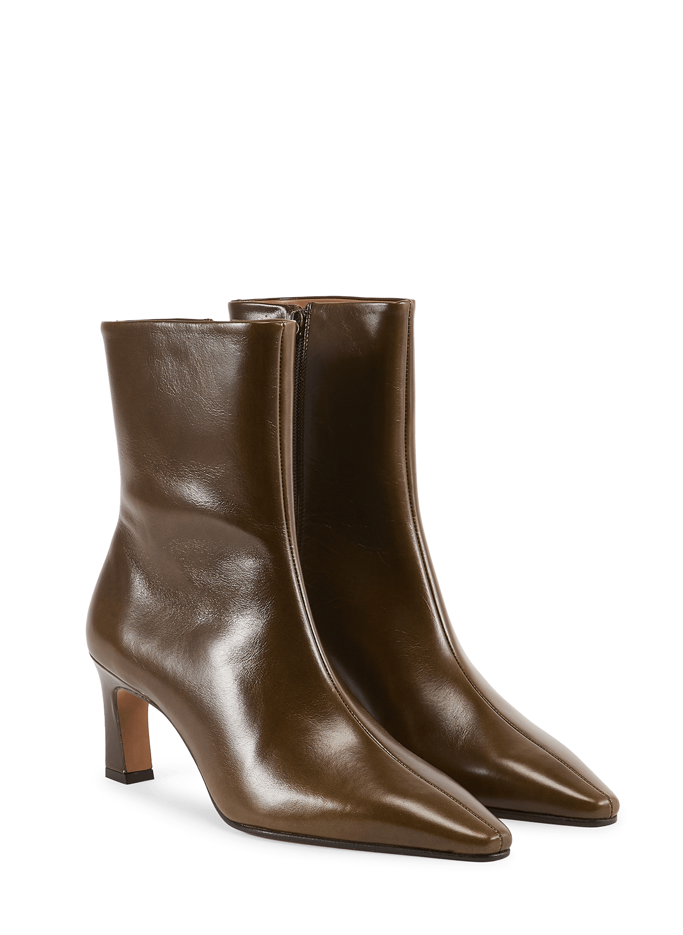 Emilie leather heeled ankle boots BOBBIES Khaki
