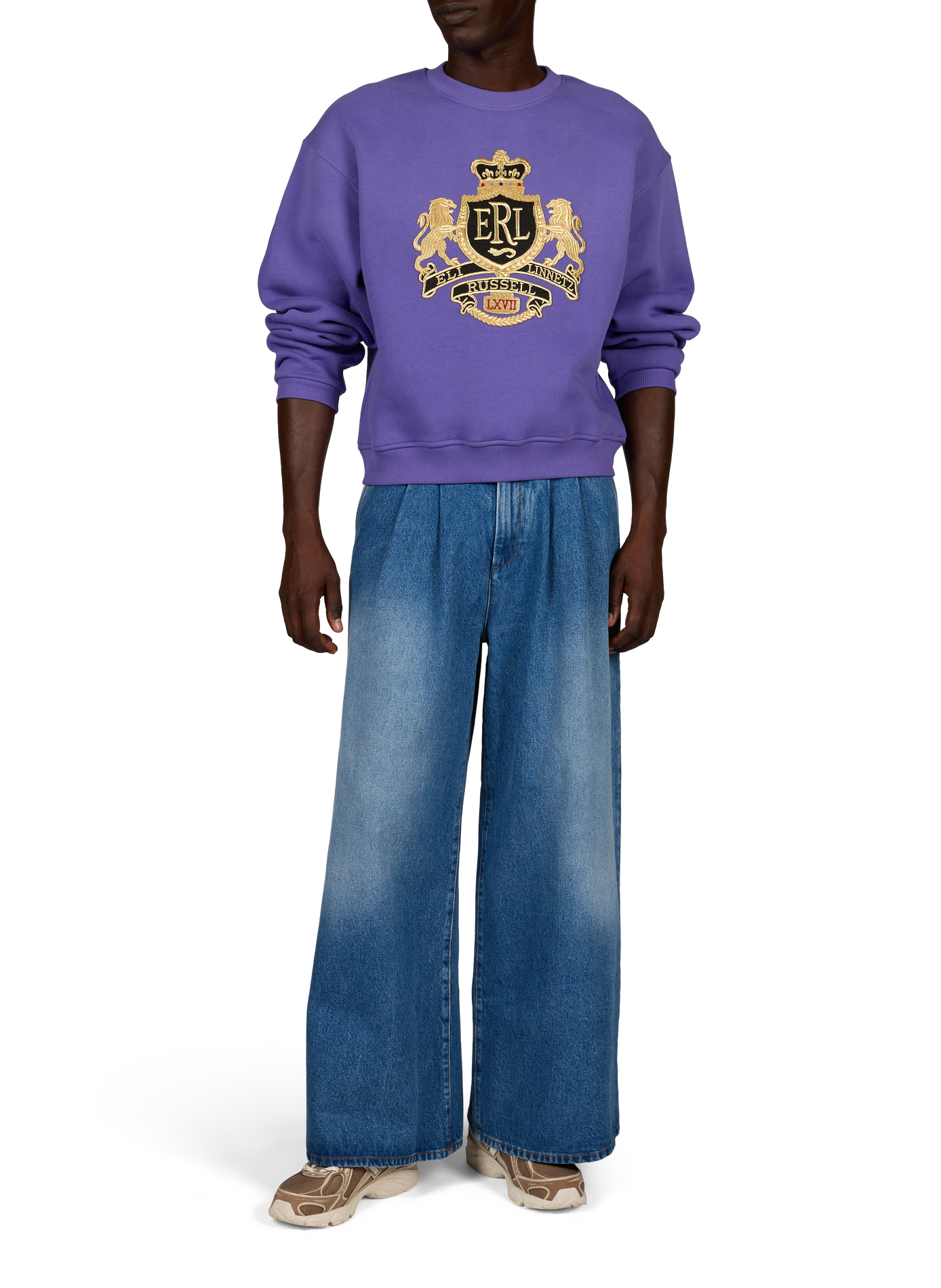 Oversized cotton Crest sweatshirt ERL Purple