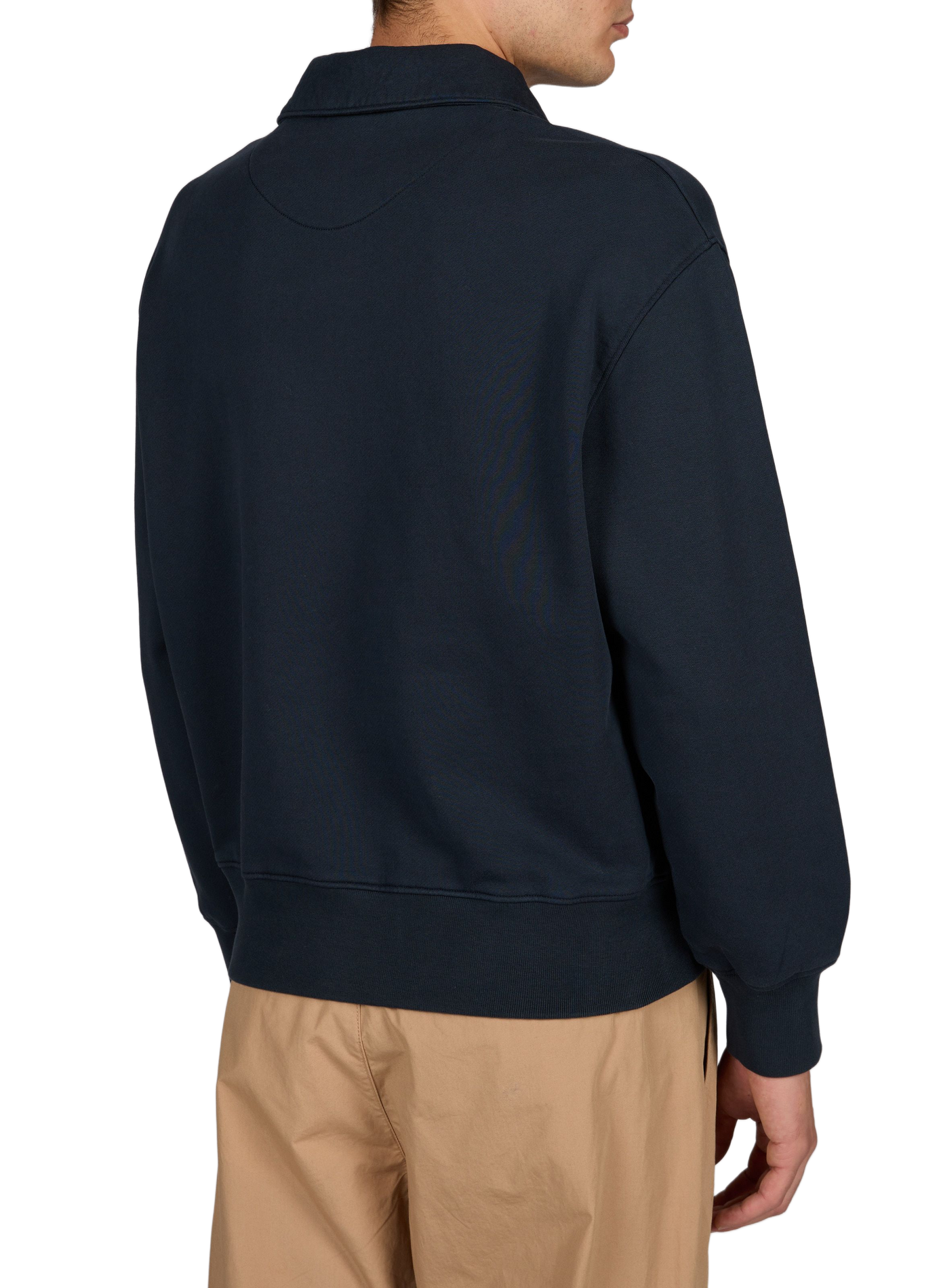 Gerades unifarbenes Sweatshirt mit Polokragen und Reißverschluss MAISON KITSUNÉ Blau