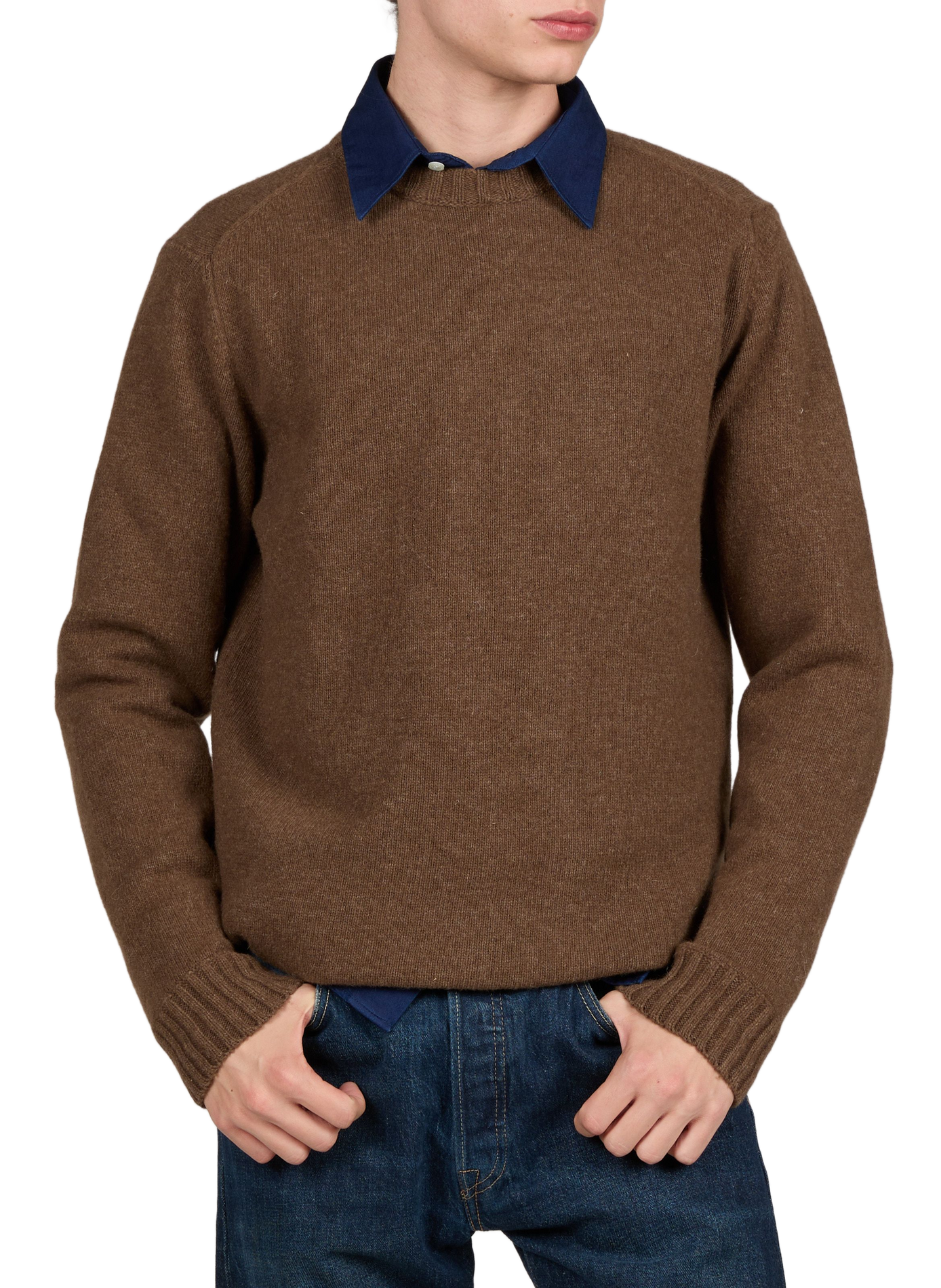 Pull droit col rond en laine mélangée | Marron LAFAURIE Homme