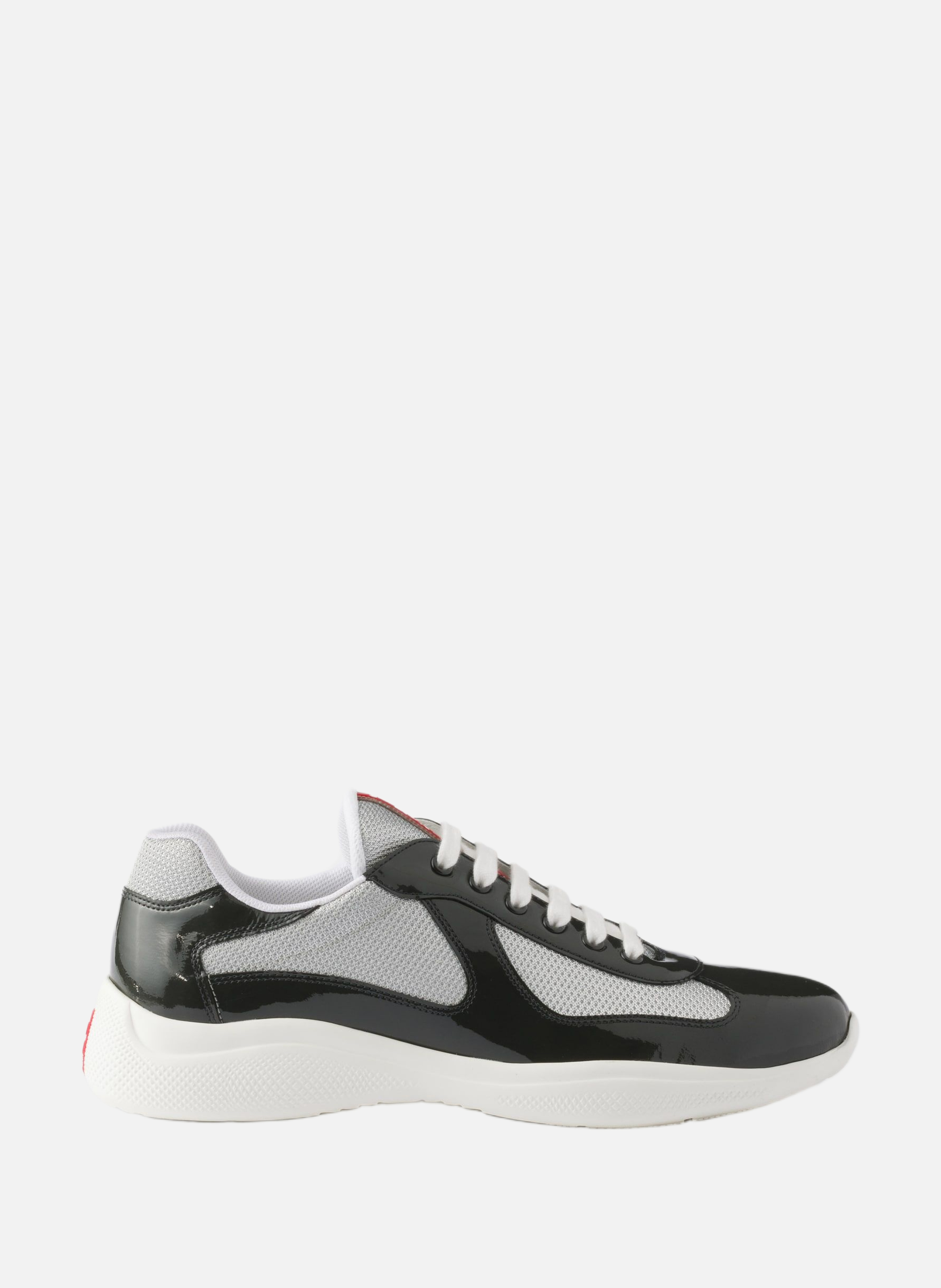 Sneakers prada america’s cup en cuir verni et tiss PRADA Gris