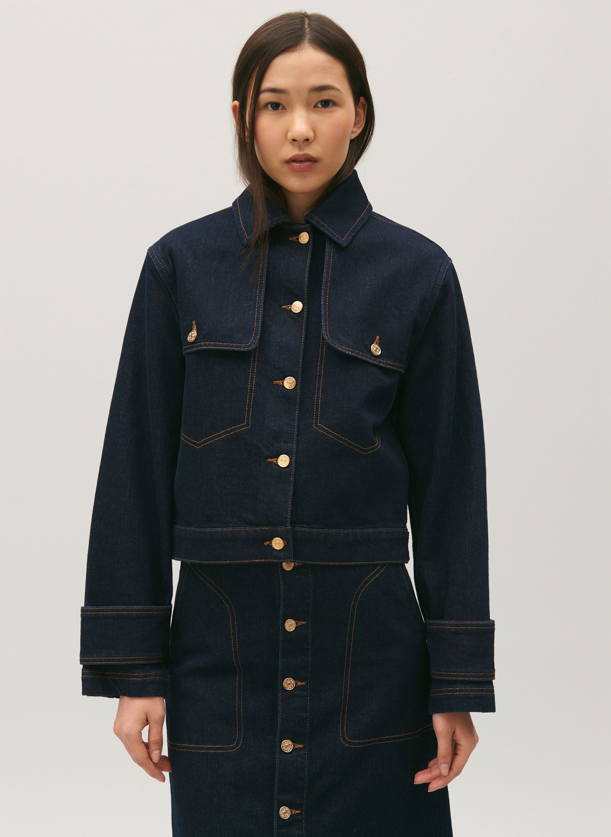 VESTE COL CLASSIQUE EN JEAN ET COTON M LANG CLAUDIE PIERLOT