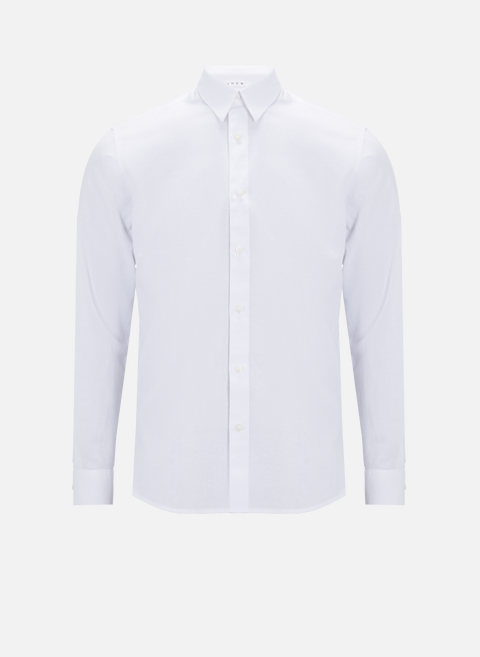قميص من القطن والكتان باللون الأبيض selected 