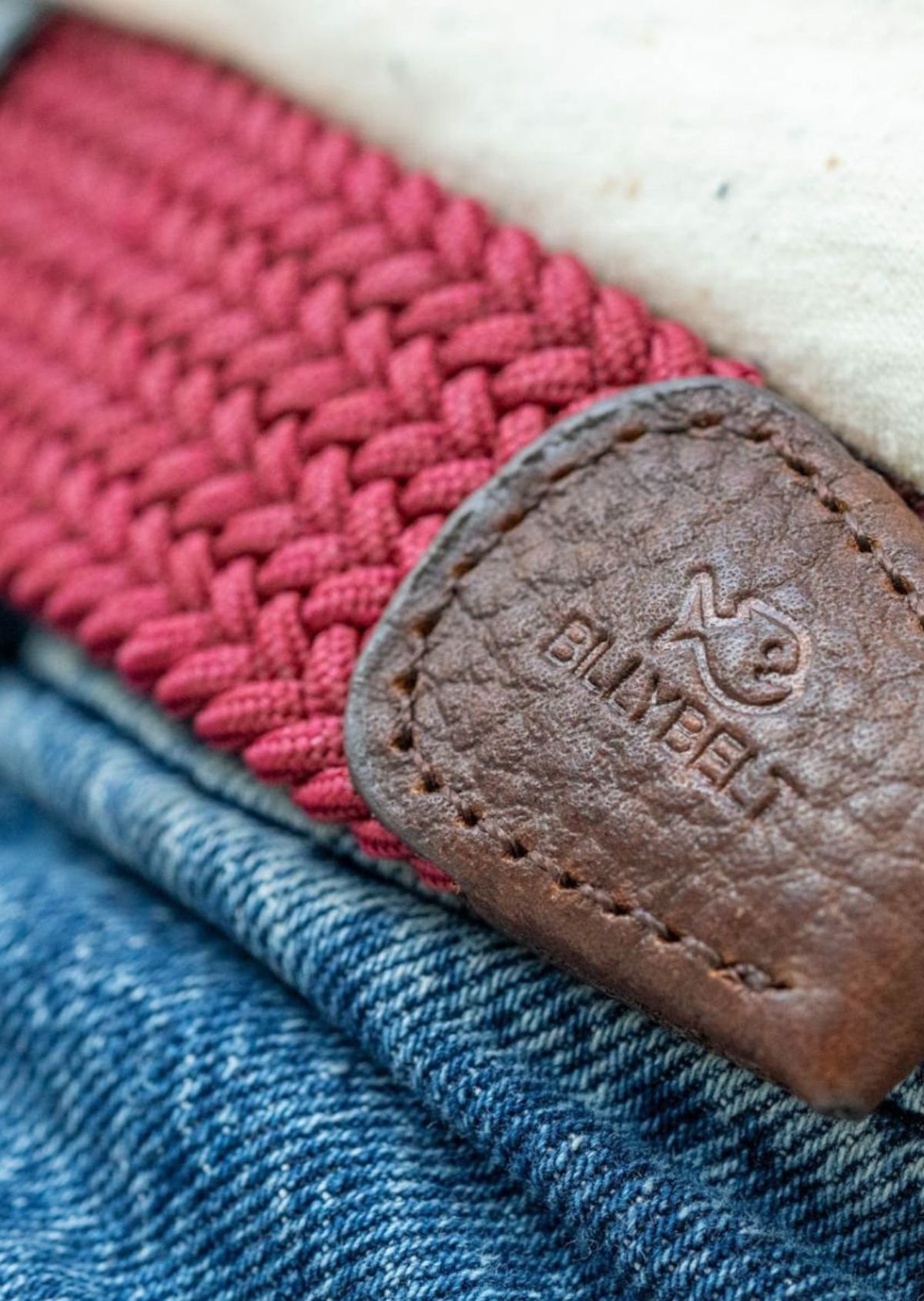 Ceinture tressée élastique unie BILLYBELT Rouge