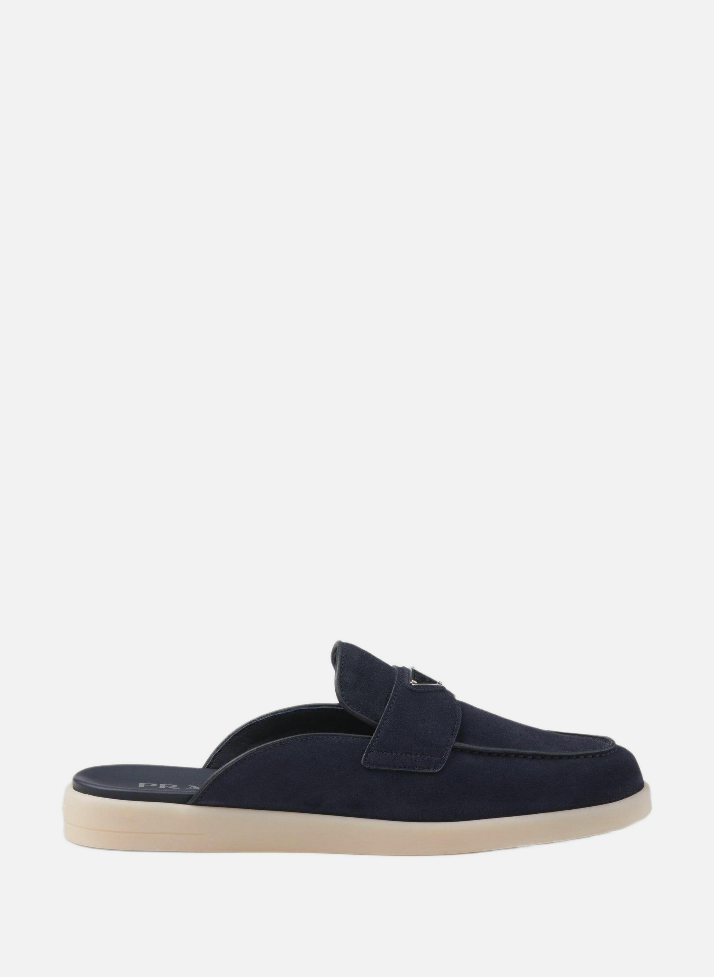 Mules en veau velours PRADA Bleu