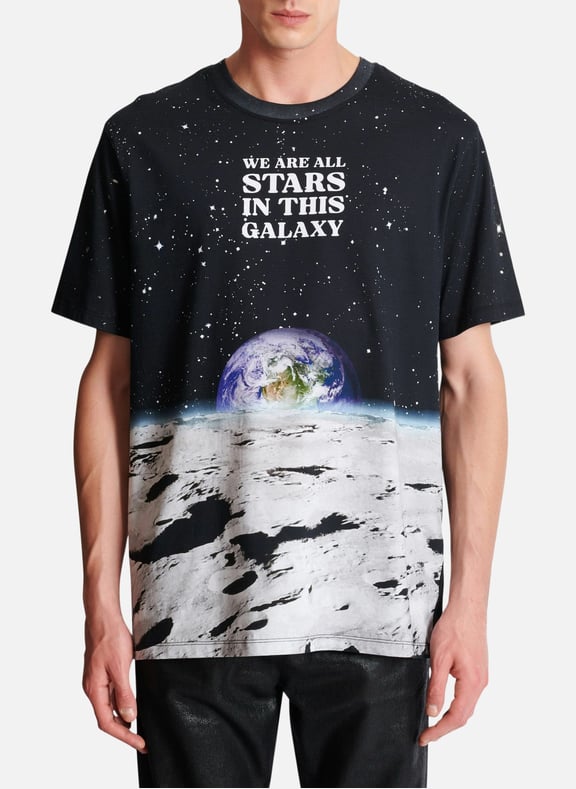 T-shirt imprimé terre et étoiles Noir by BALMAIN BALMAIN T-shirt imprimé terre et étoiles Noir