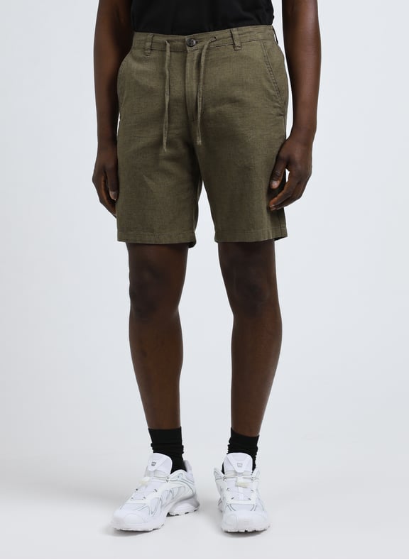 Short en coton et lin Vert by SELECTED SELECTED Short en coton et lin Vert
