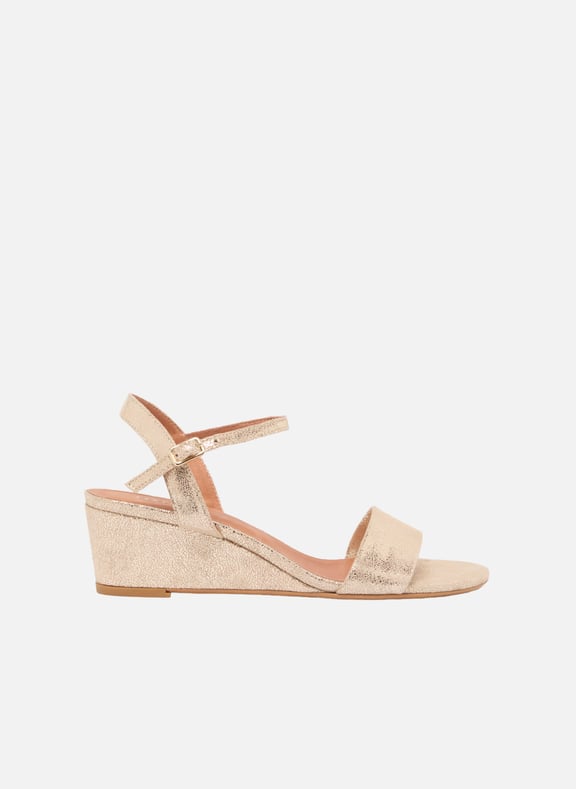 Sandales à talon en cuir agrume Doré by JONAK JONAK Sandales à talon en cuir agrume Doré