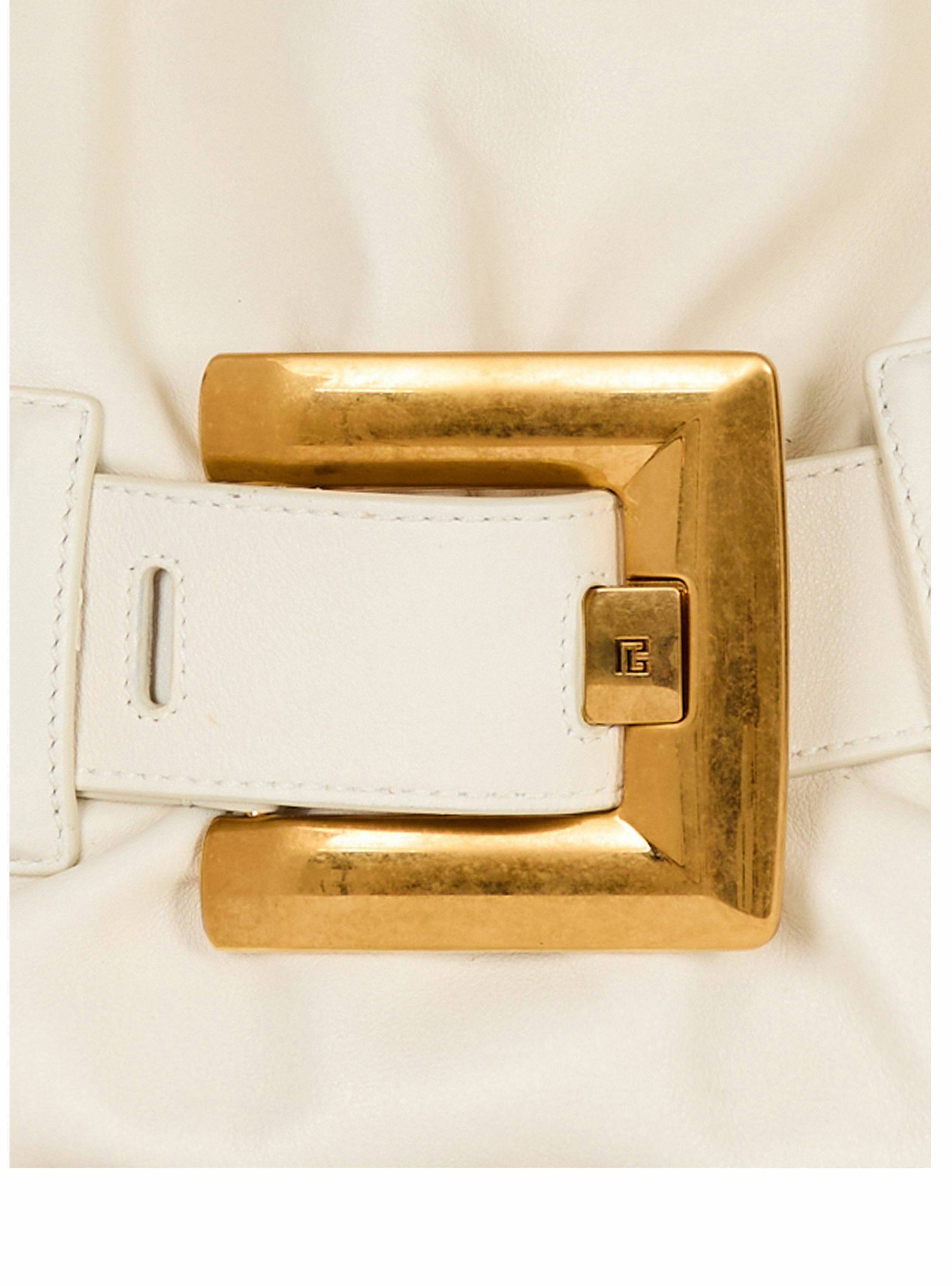 Sac anthem medium shoulder en cuir BALMAIN Blanc