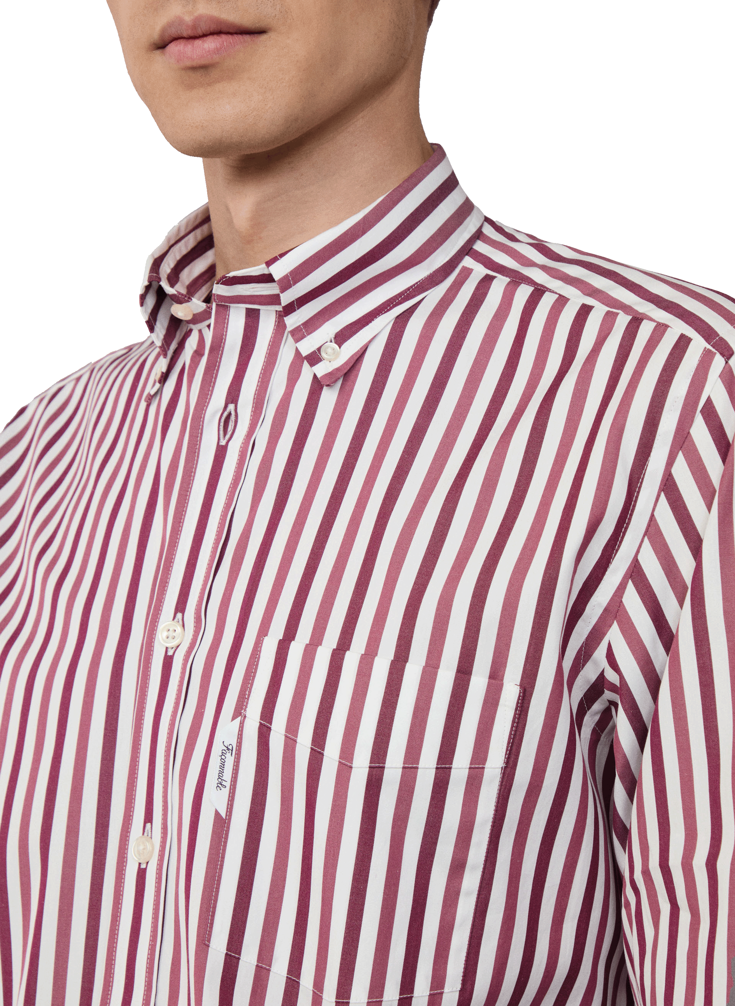 Chemise à rayures en coton FACONNABLE Rouge