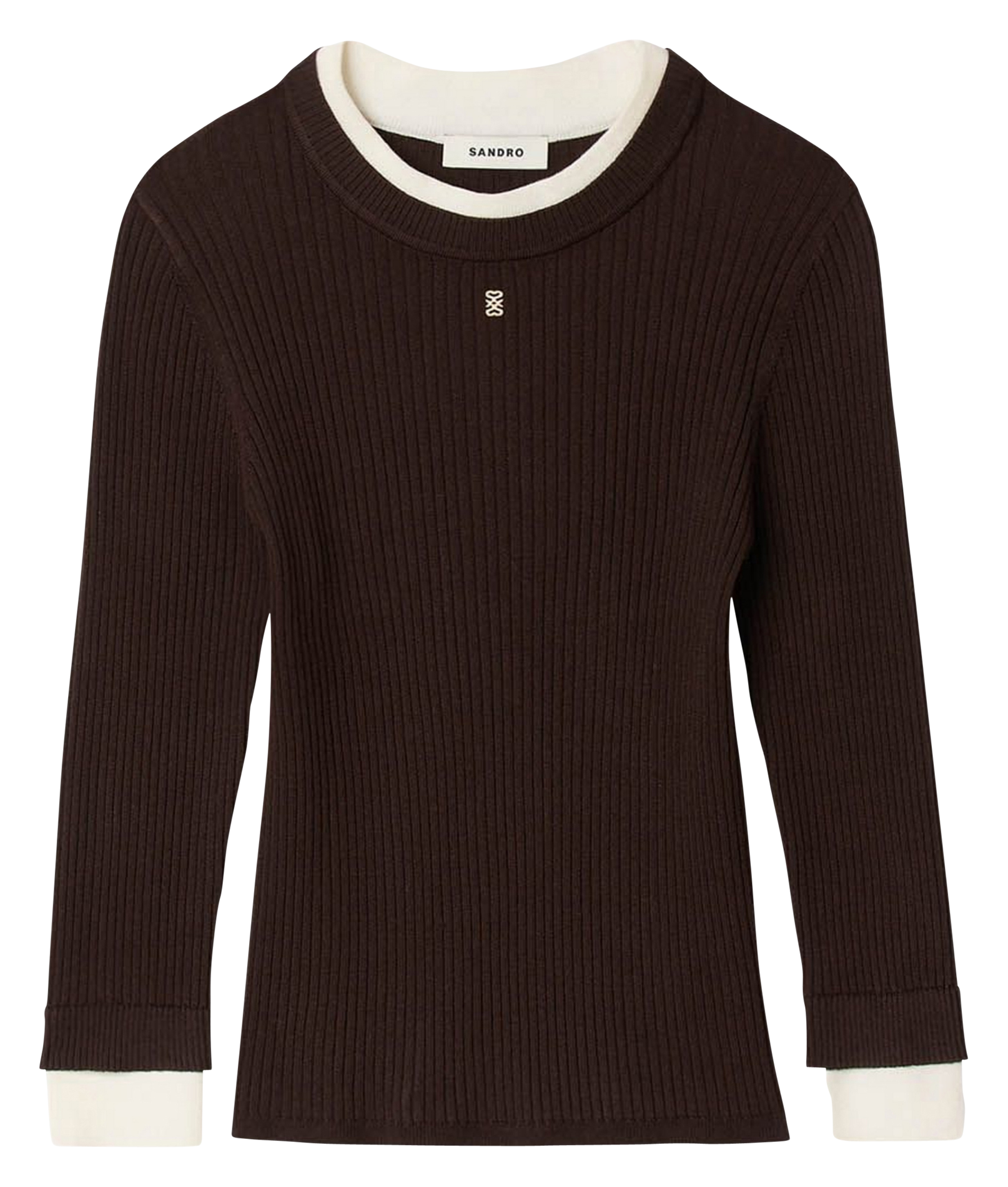 Pull col rond SANDRO Marron