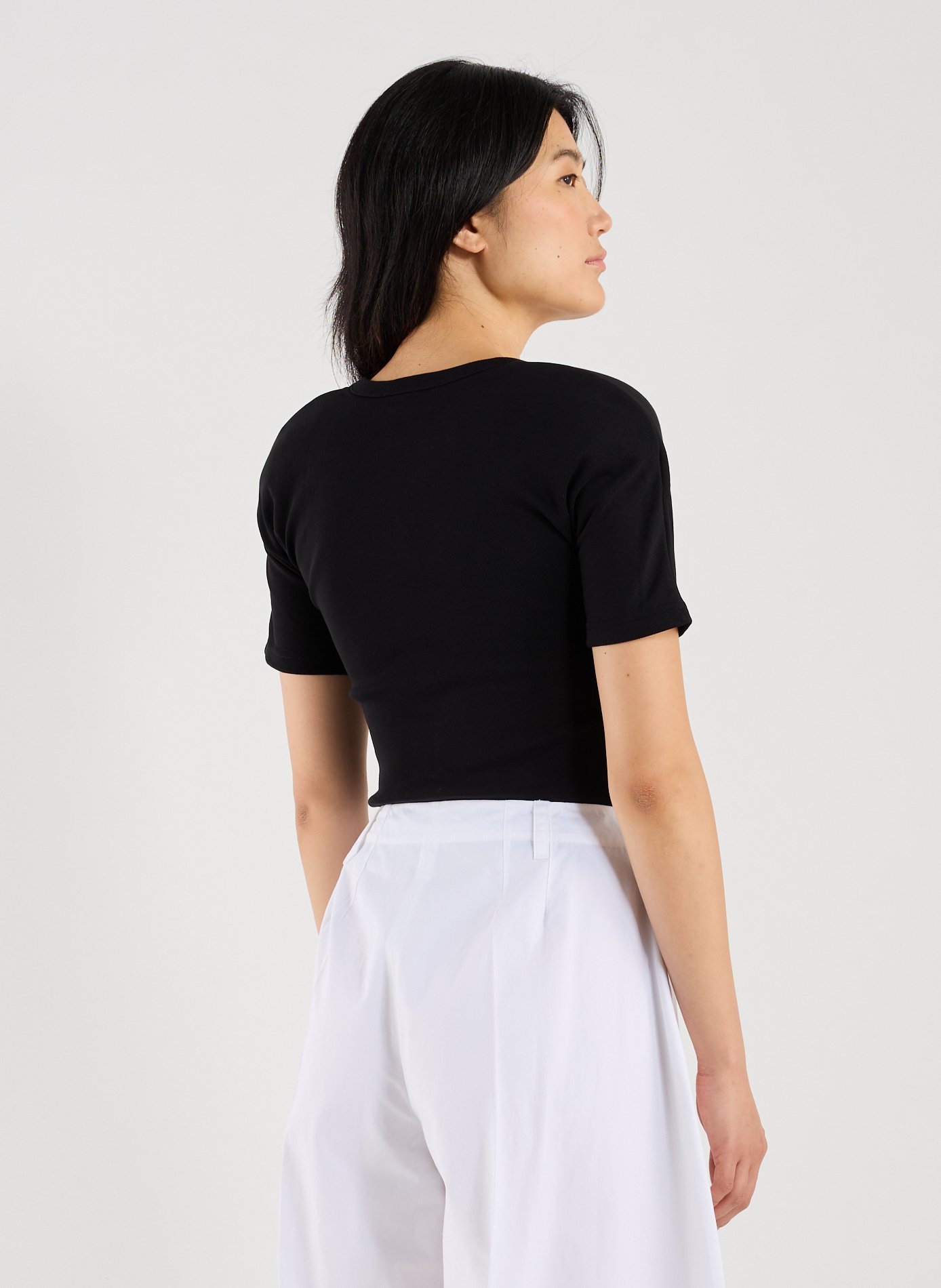 T-shirt cintré en coton Noir