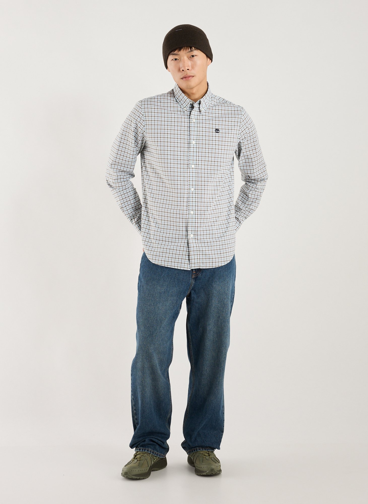 Beanie with wide folded cuff in virgin wool and cotton blend ARMANI EXCHANGE Brown