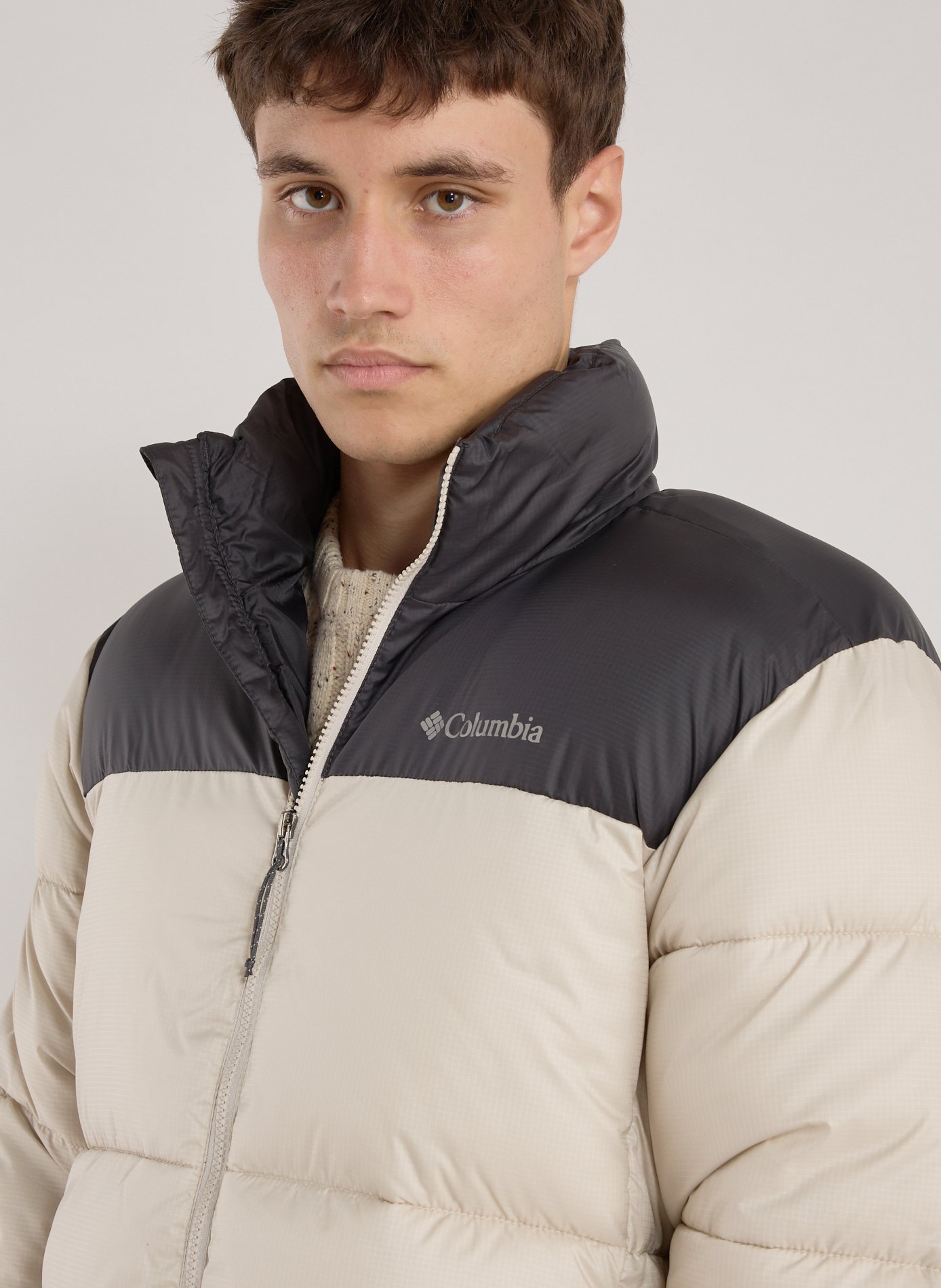 Quilted two-tone puffer jacket COLUMBIA Beige