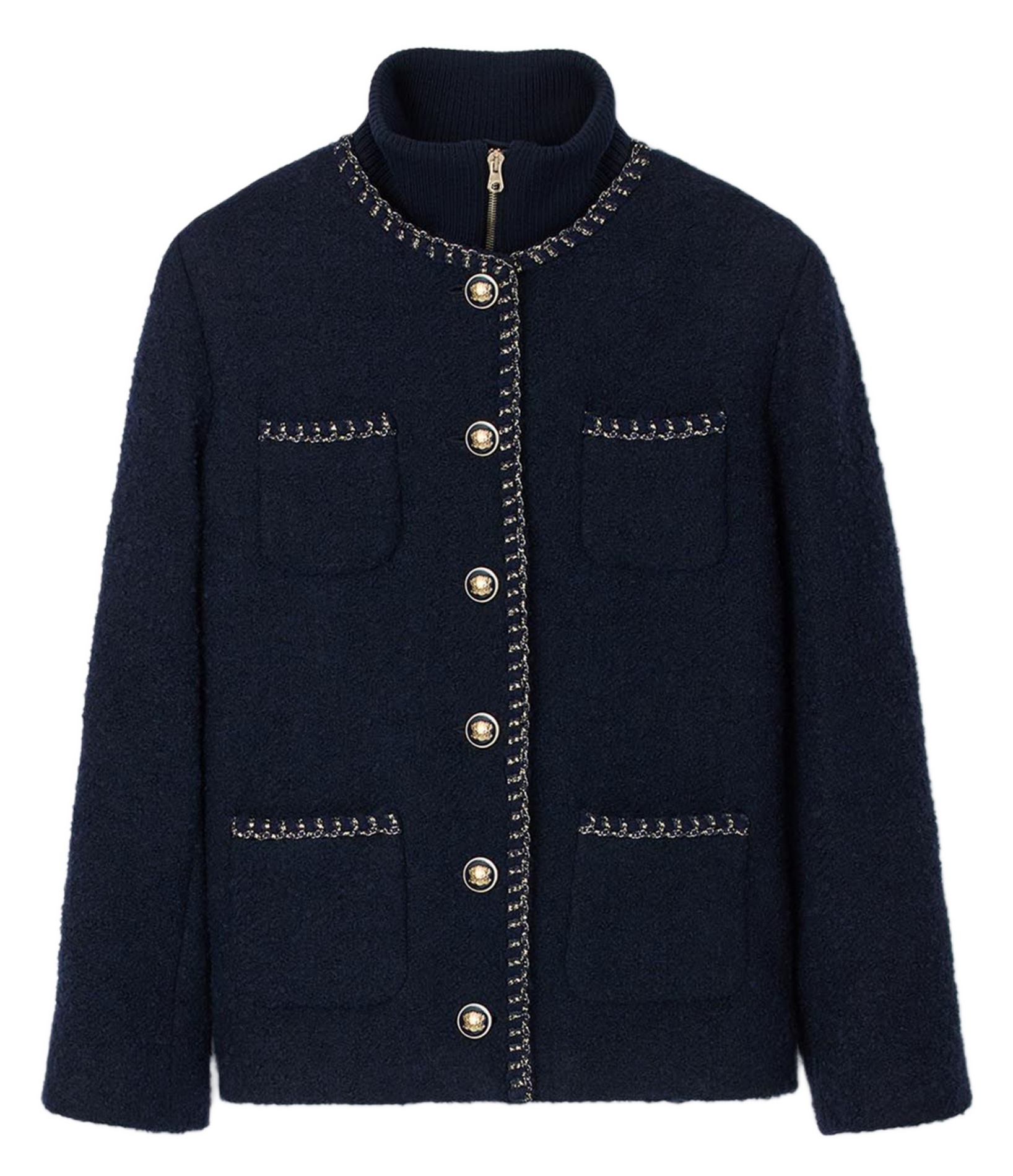 Veste droit col montant en maille SANDRO Bleu