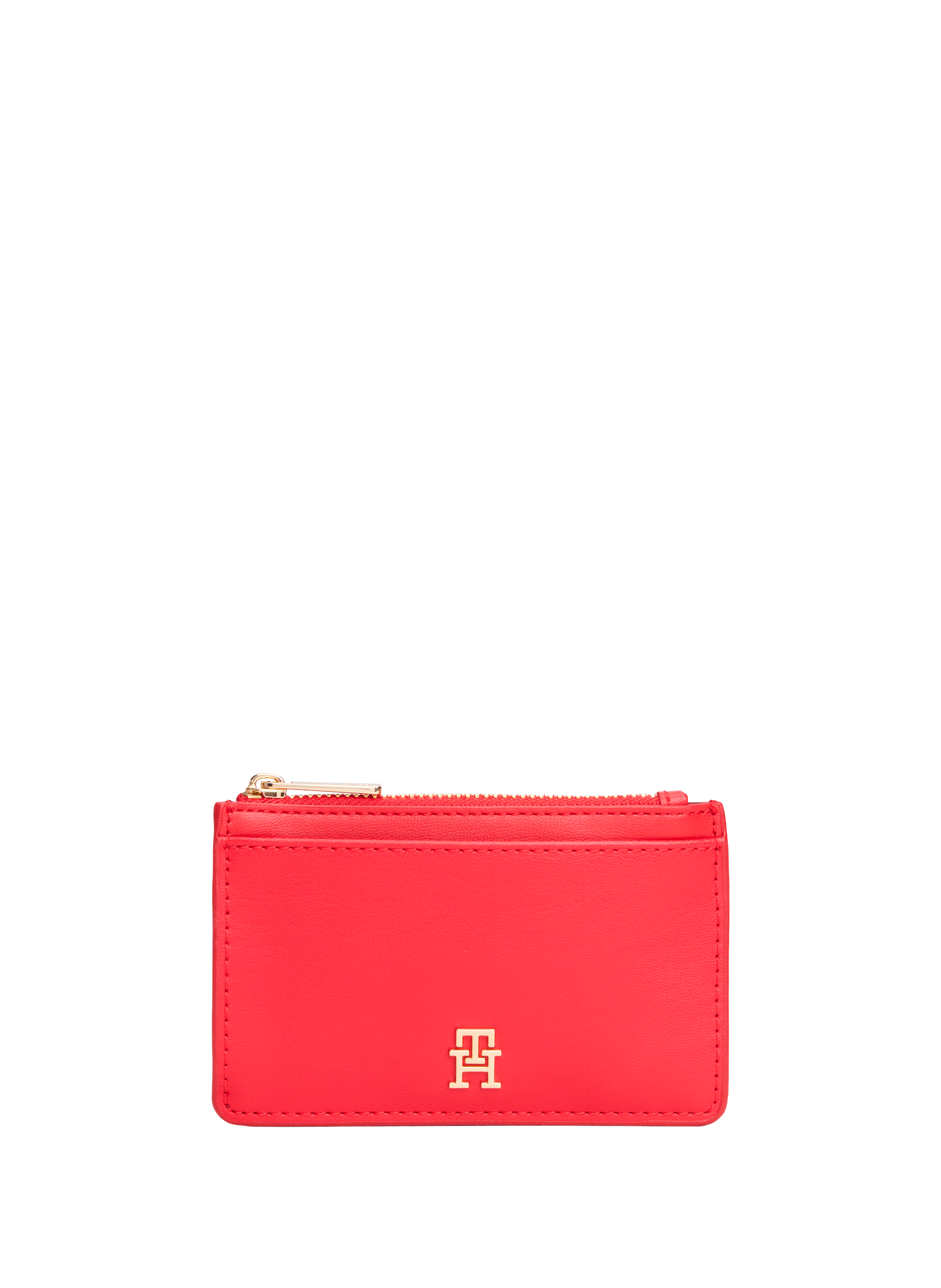 Porte-cartes zippé à logo effet cuir TOMMY HILFIGER Rouge