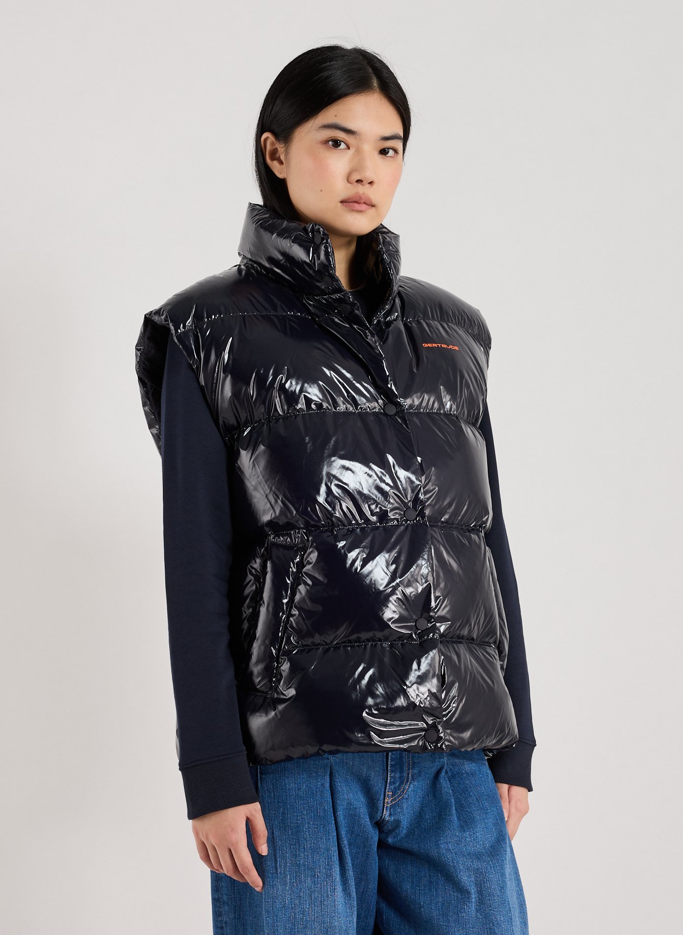 GERTRUDE ET GASTON Doudoune matelassée sans manches à col montant Bleu