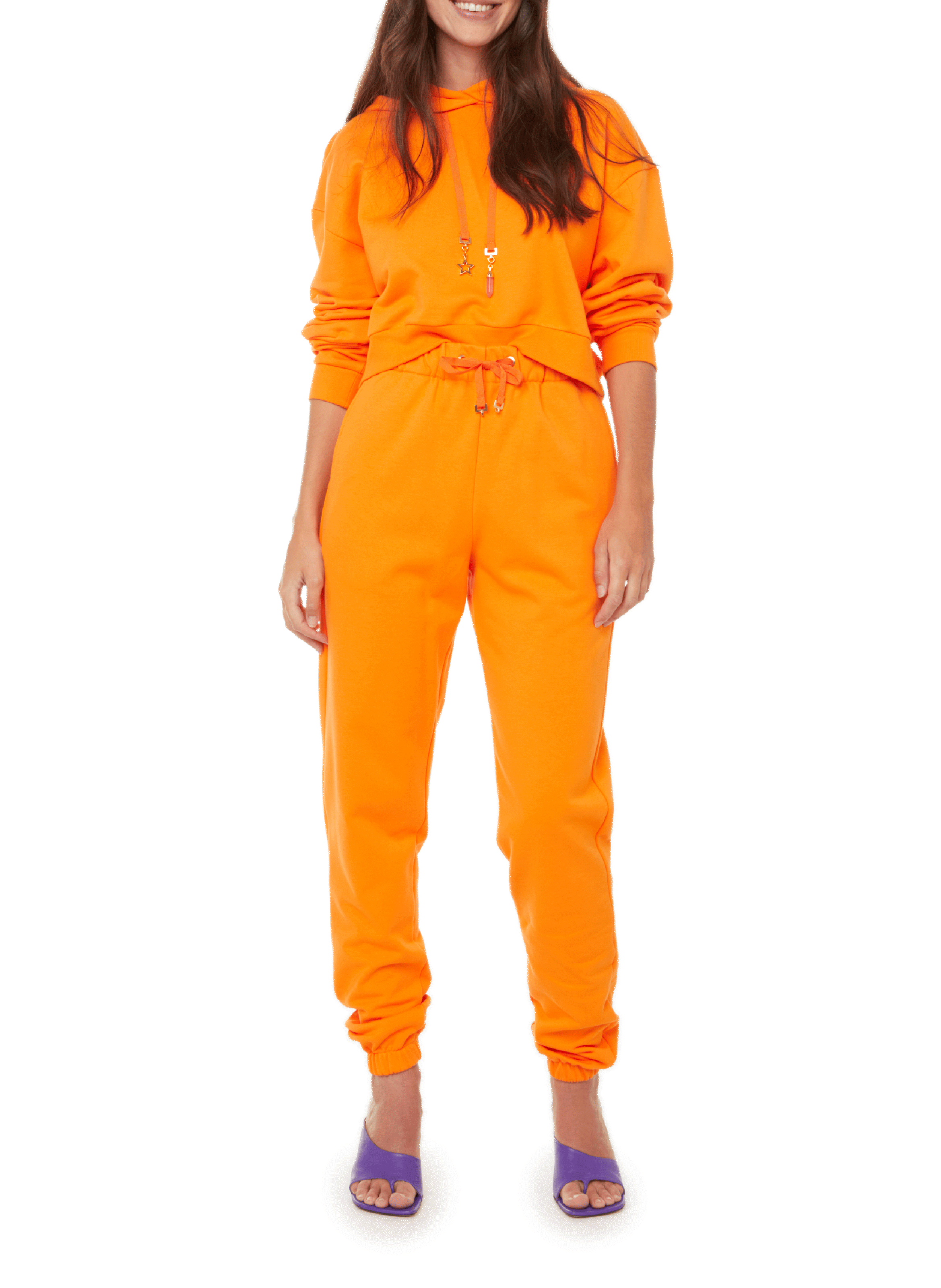 Cropped cotton hoodie THE SOCIAL SUNDAY Orange