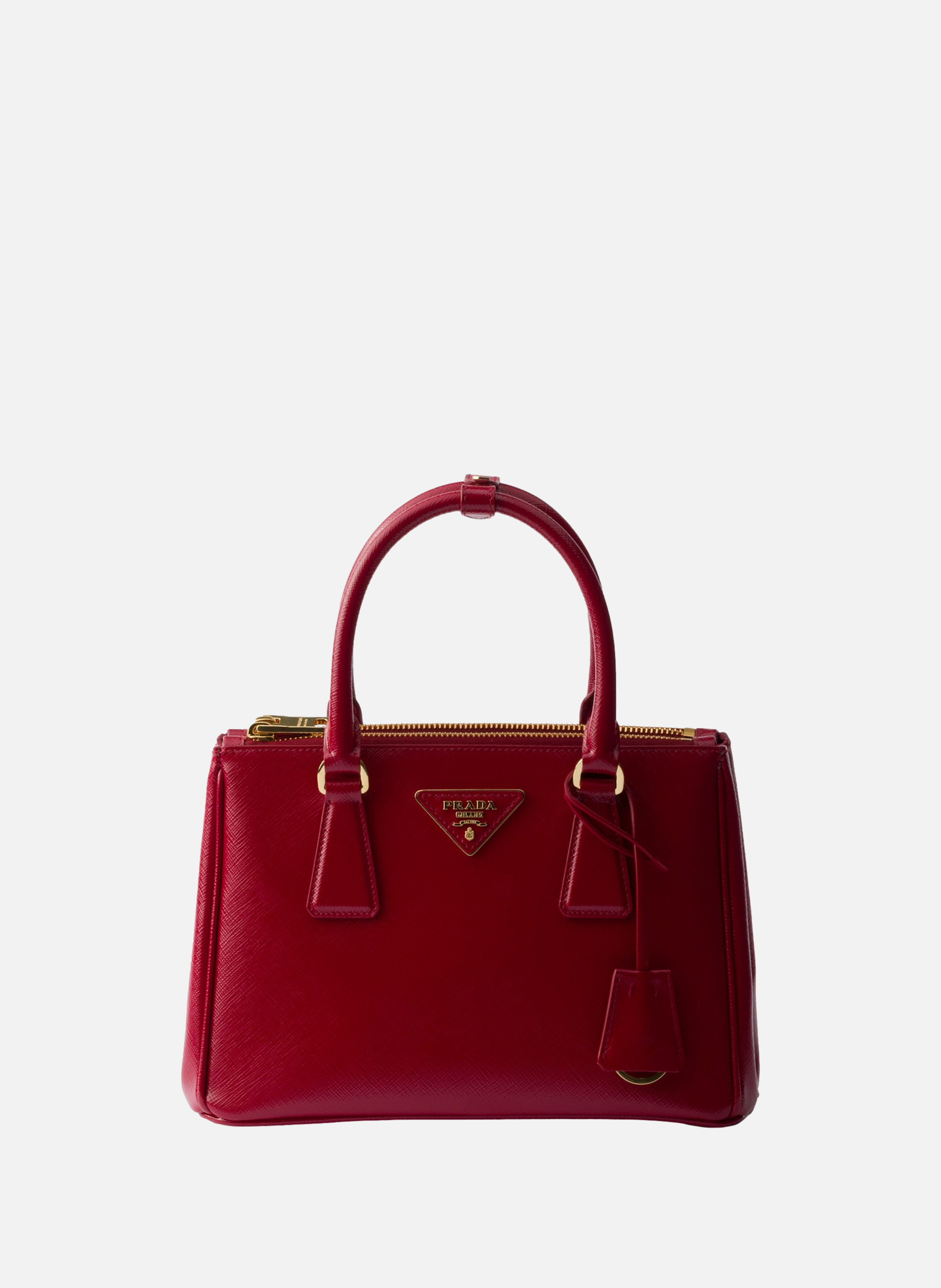 Petit sac prada galleria en cuir saffiano verni PRADA Rouge