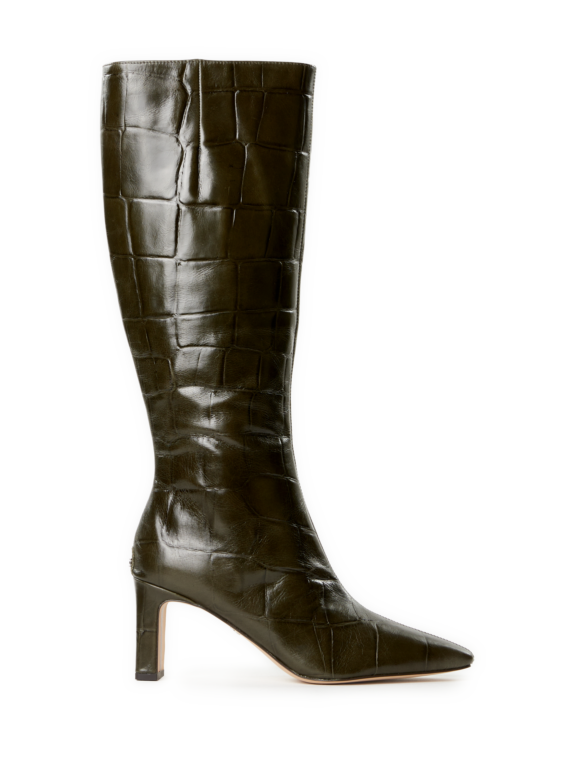 SAM EDELMAN Bottes aspect peau de crocodile en cuir Kaki