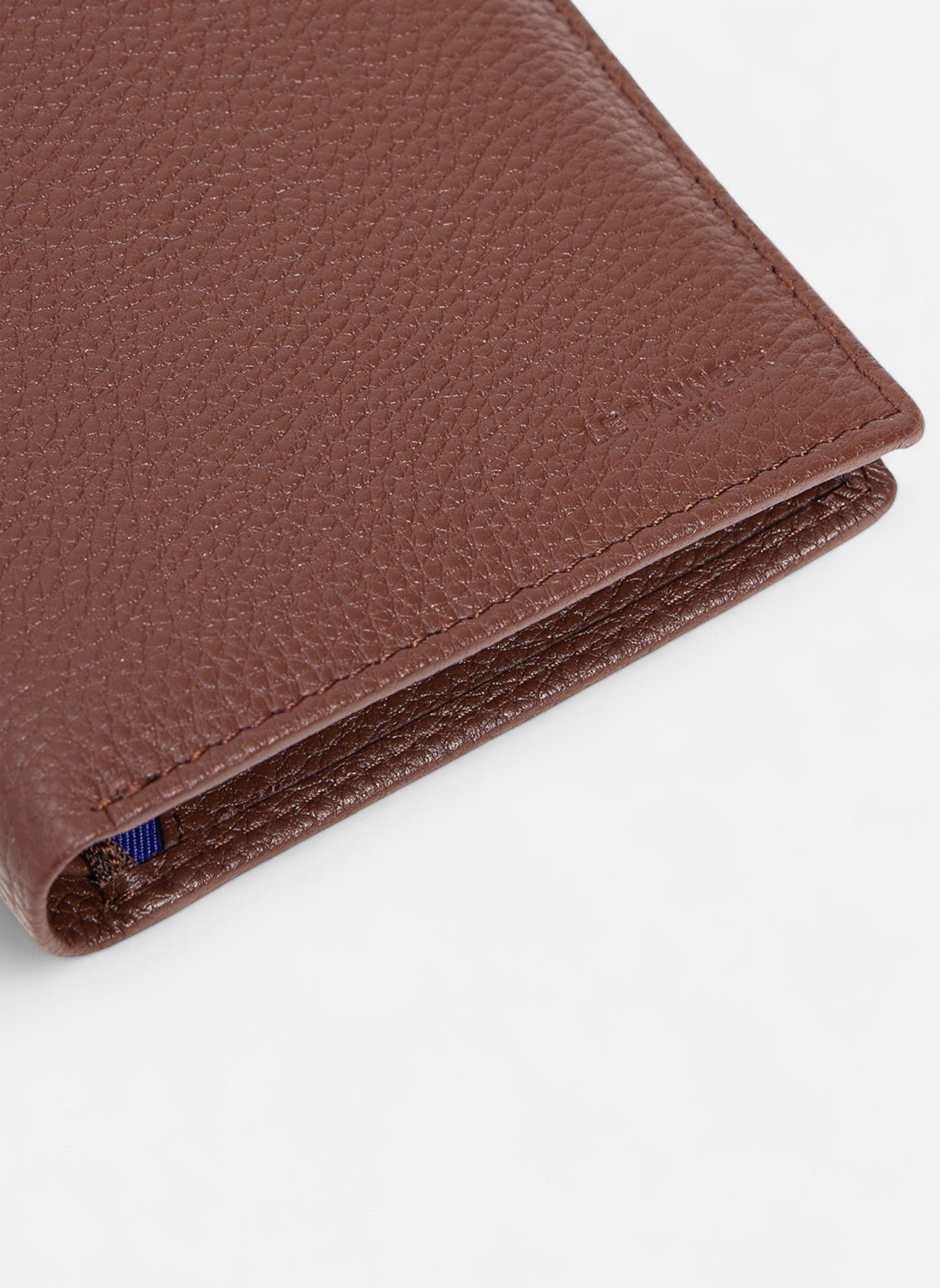 Grand portefeuille vertical zippé 2 volets charles en cuir grainé LE TANNEUR Marron