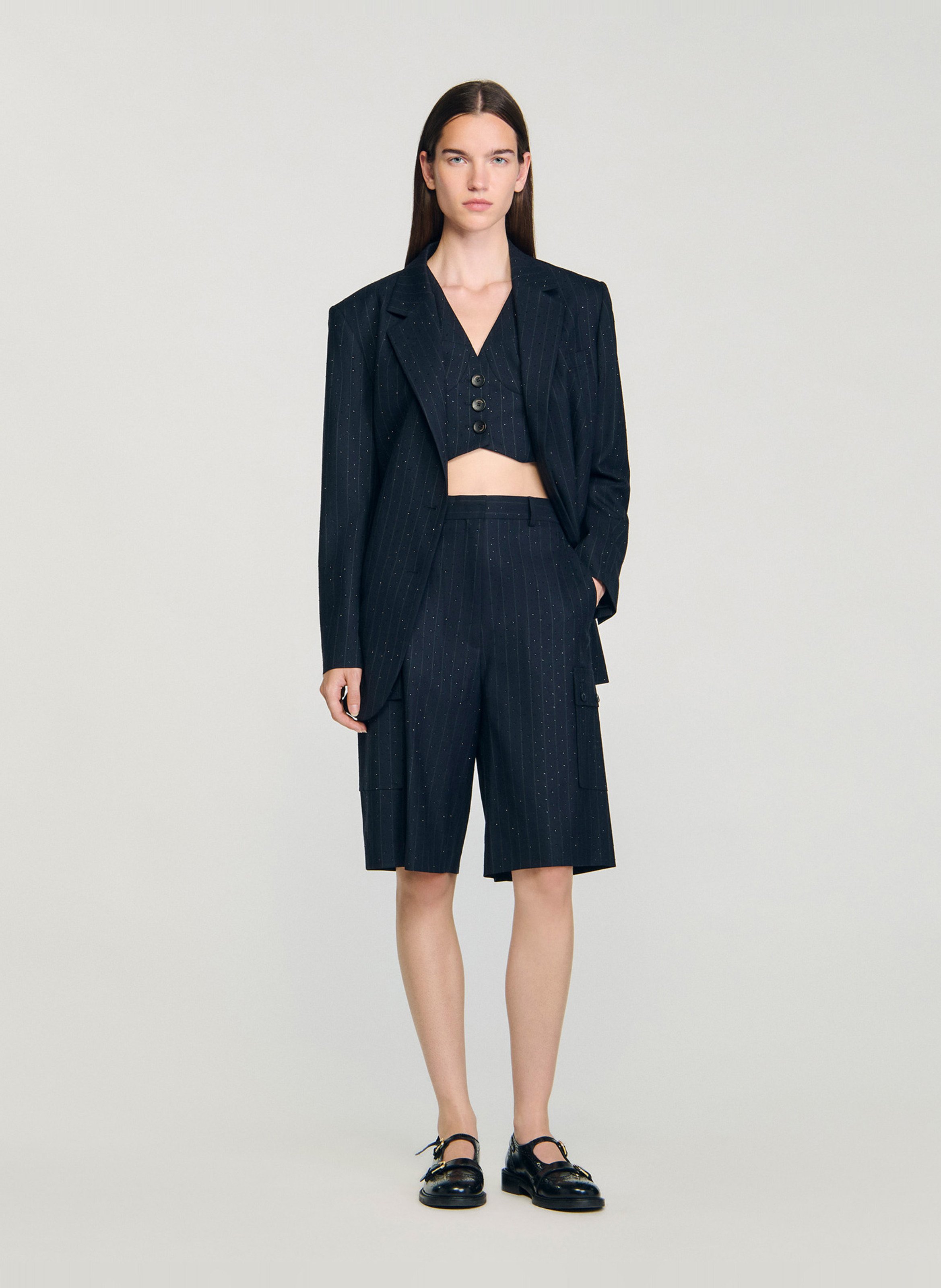 Bermuda droit en laine mélangée SANDRO Bleu