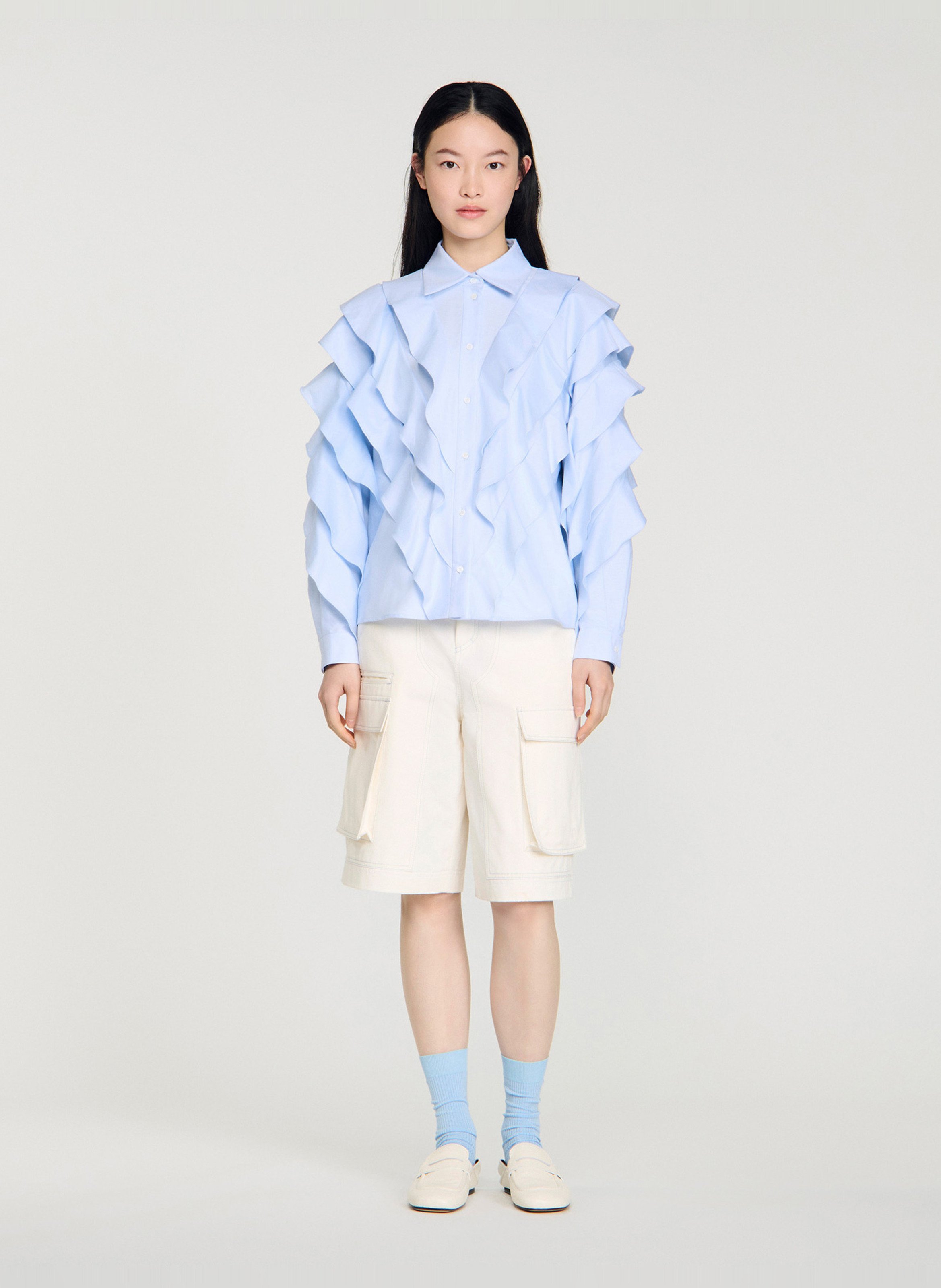 Chemise col classique en coton SANDRO Bleu