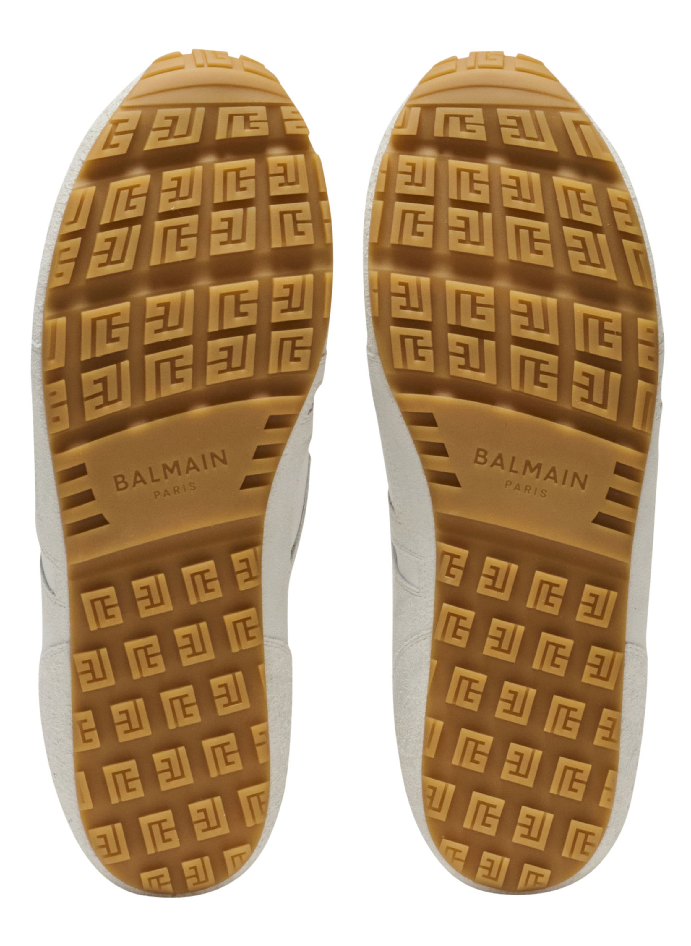 Baskets racer 45 en daim et agneau BALMAIN Blanc