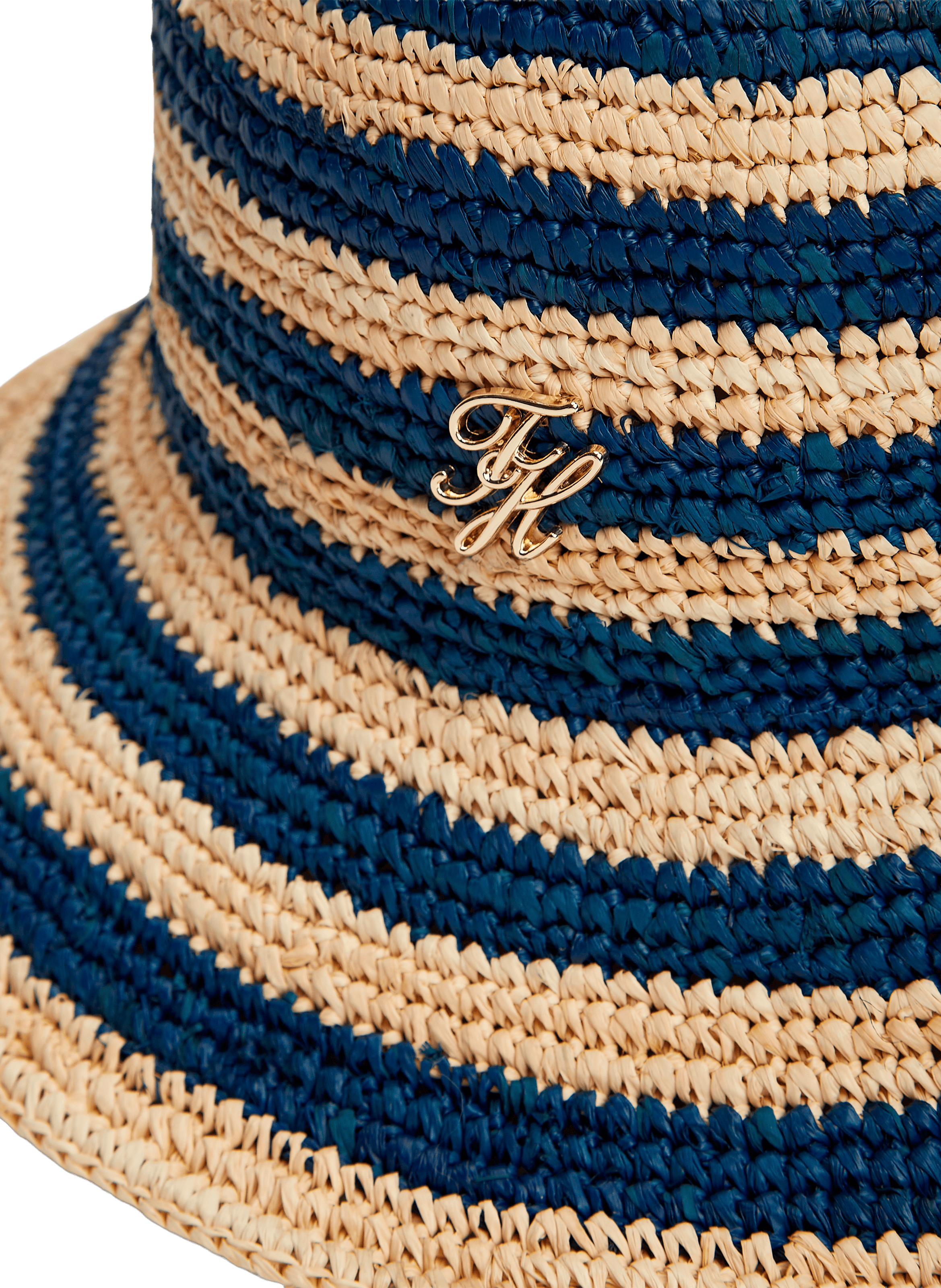 Bob rayé à logo brodé en paille TOMMY HILFIGER Bleu