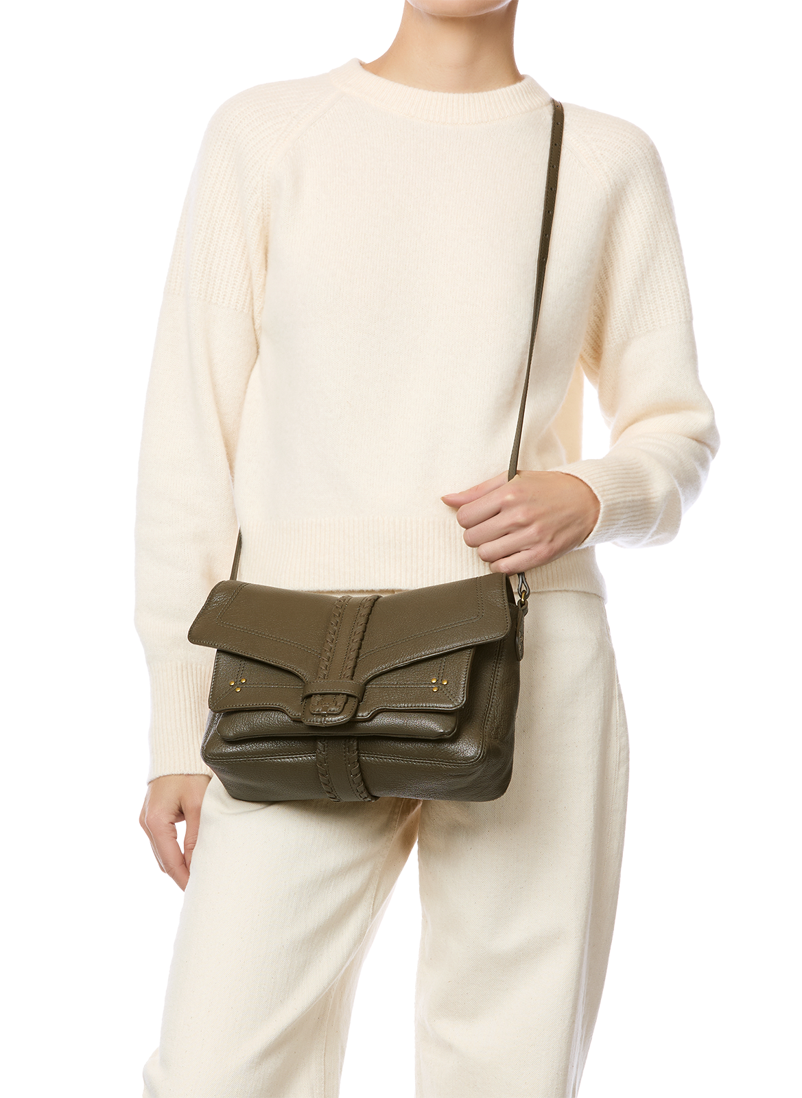 Harry M lamb leather shoulder bag JÉRÔME DREYFUSS Khaki
