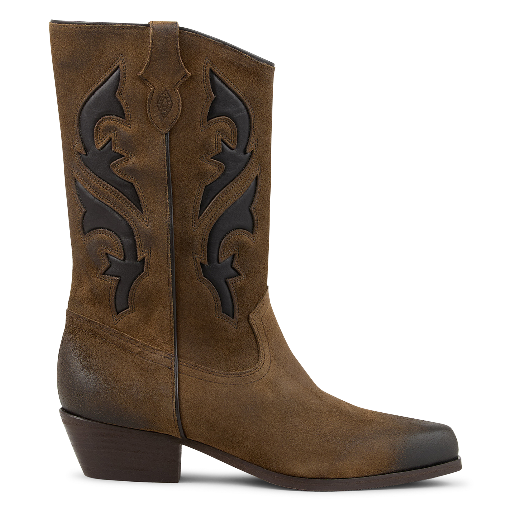 Bottes en cuir velours curtis BA&SH Marron