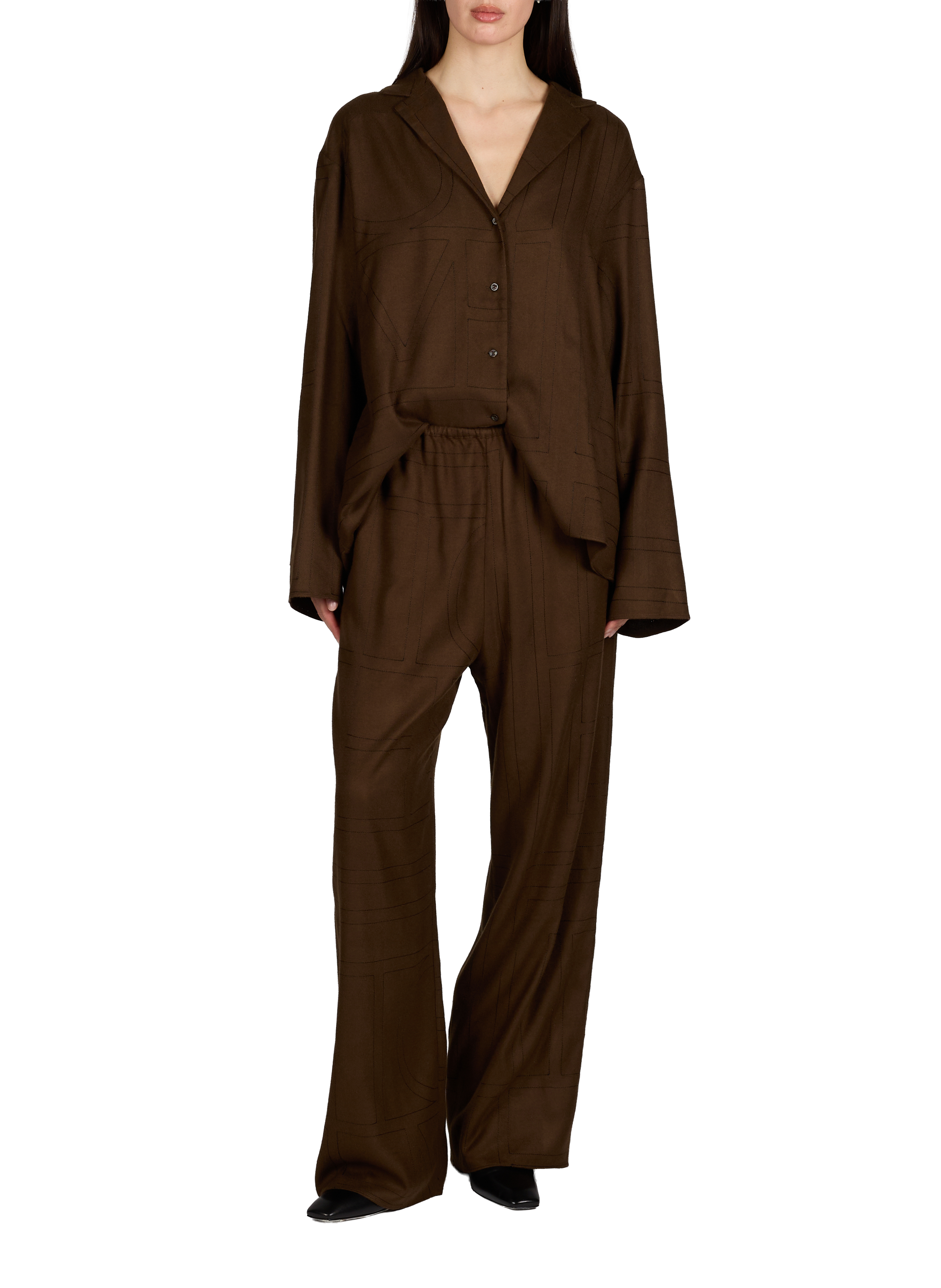 Straight pants with pattern TOTEME Brown