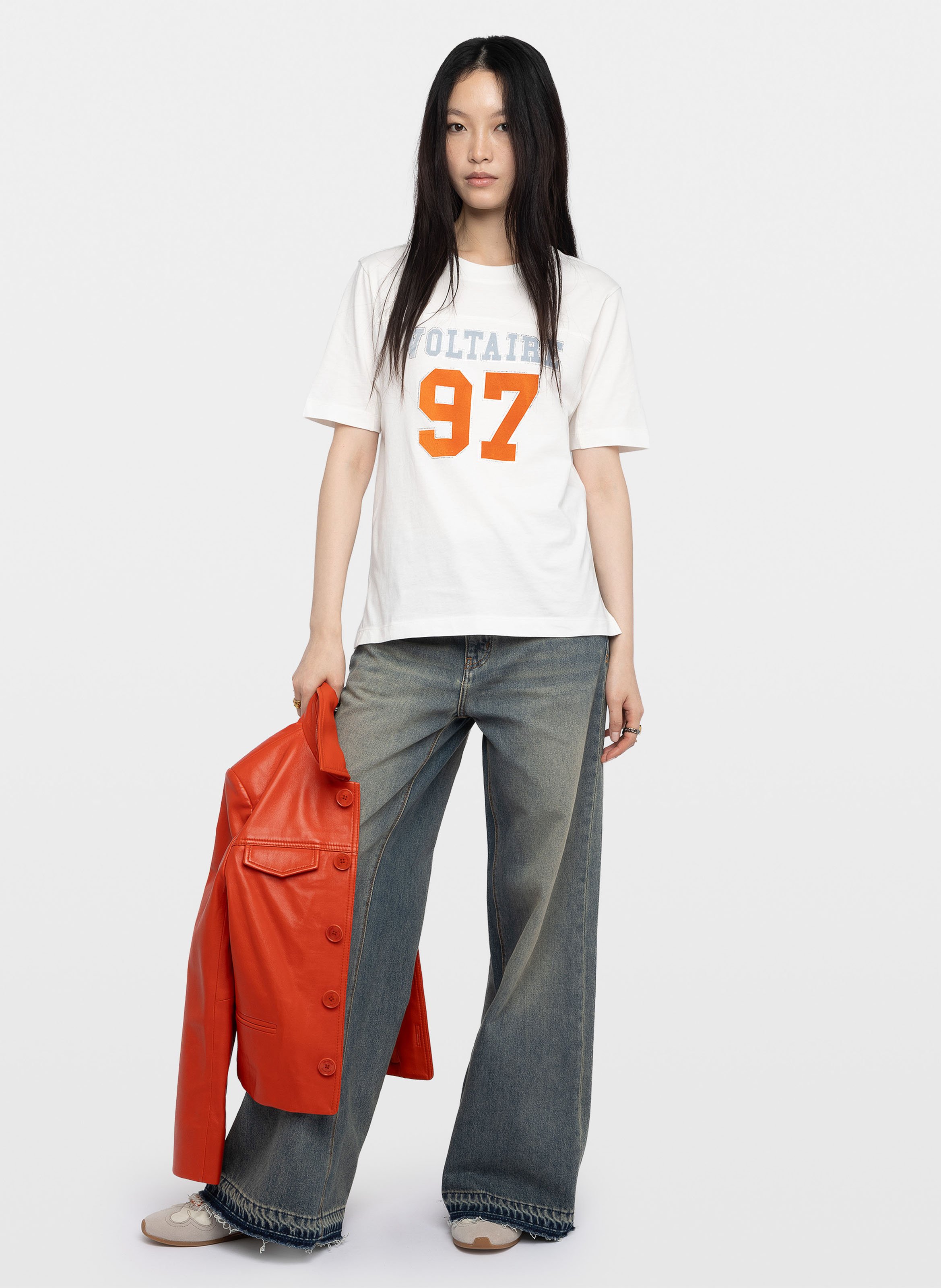 Tee-shirt manches courtes imprimé avec strass boo ZADIG&VOLTAIRE Blanc