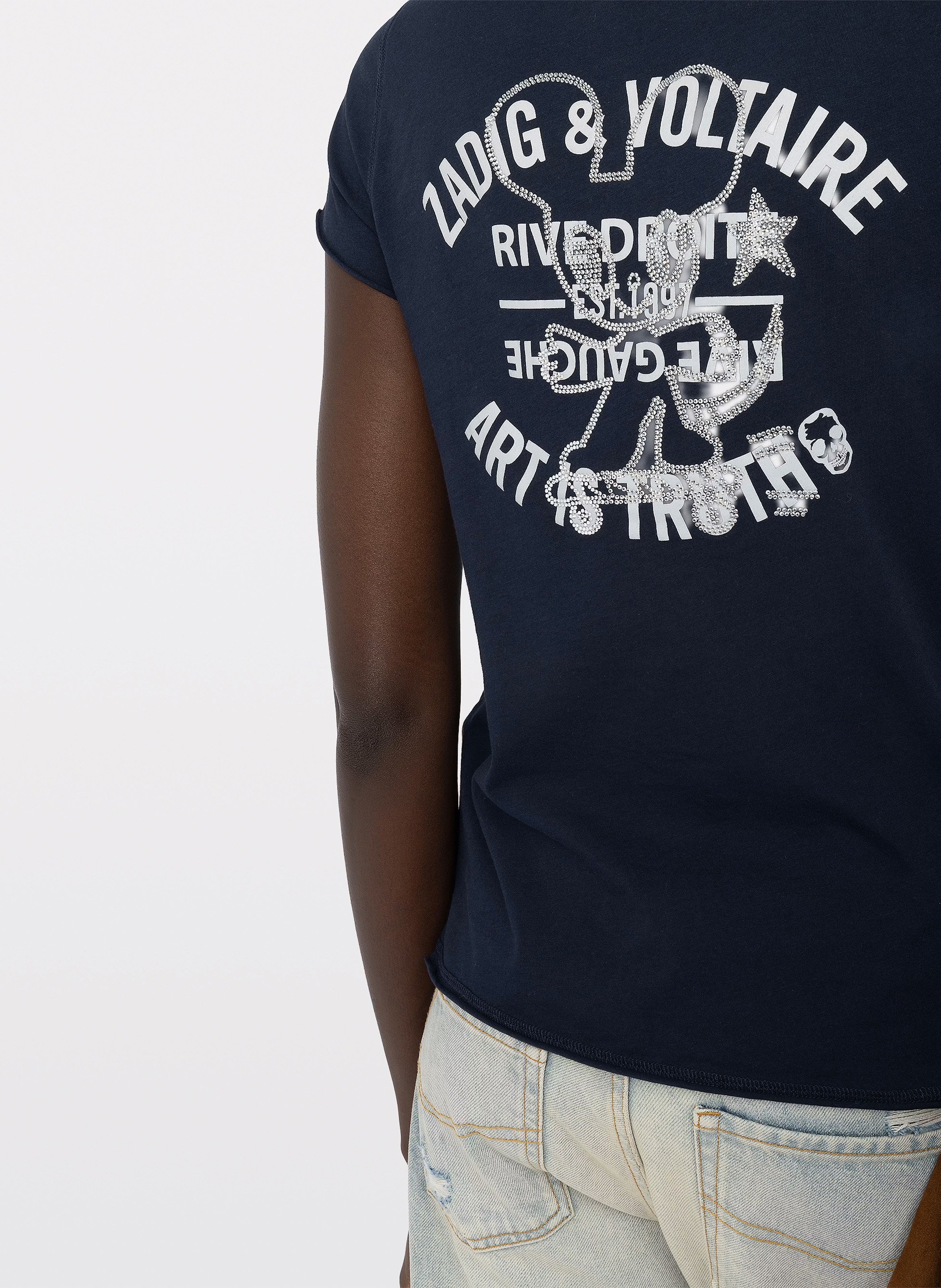 Tee-shirt v en coton tunisien ZADIG&VOLTAIRE Bleu